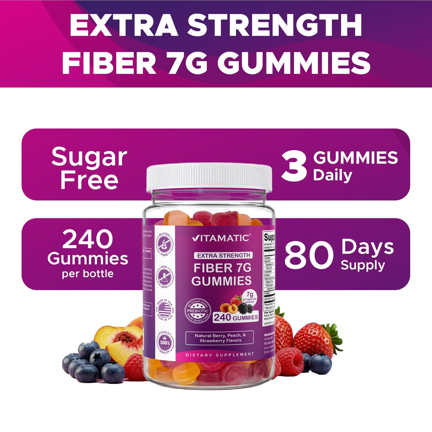 Vitamatic Prebiotic Fiber Gummies Gummy 240 Count