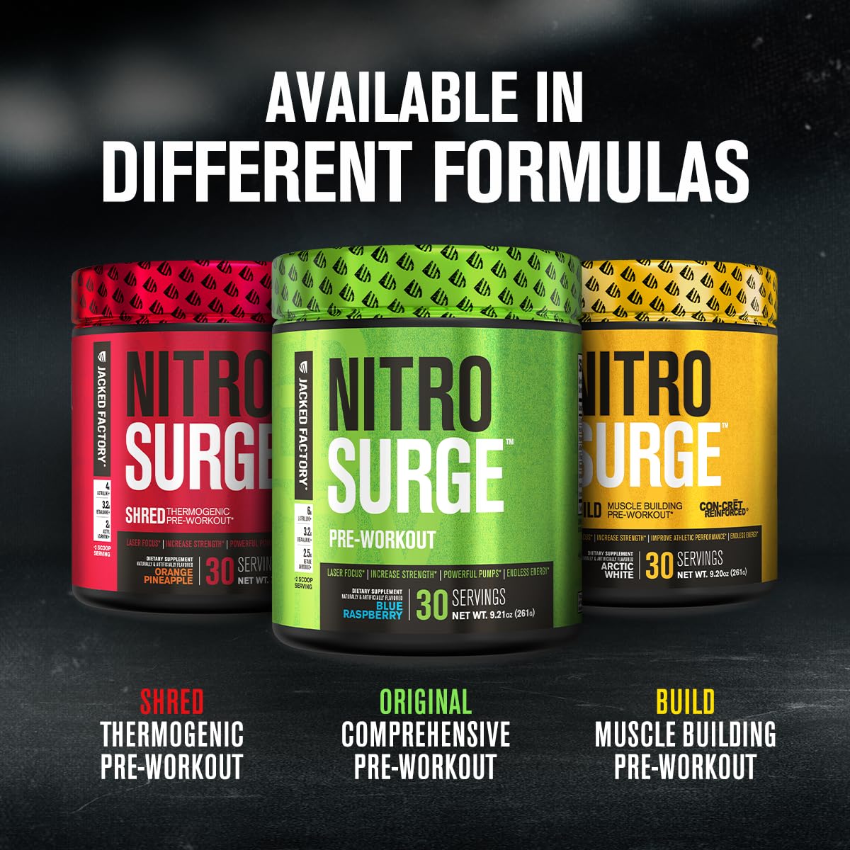 Jacked Factory NitroSurge Pre Workout Powder 60 Servings