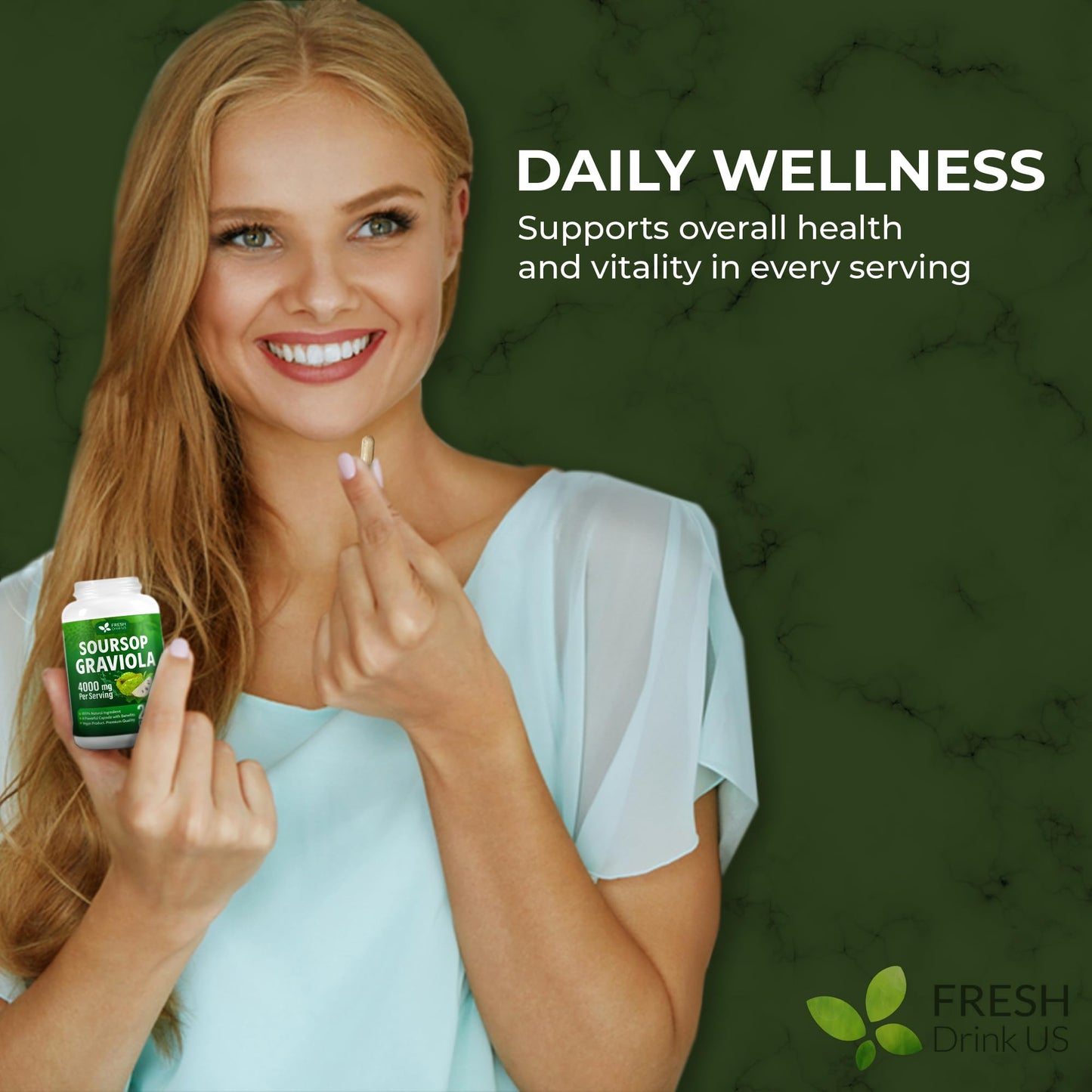 FRESHDRINKUS Premium Soursop Capsules, 200 Count