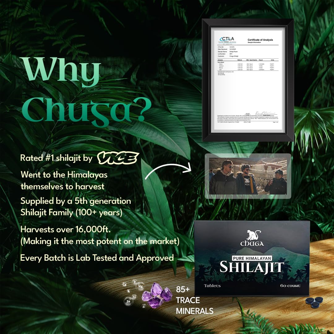 Chuga Shilajit Authentic Himalayan Shilajit Tablets, 120 Tablets