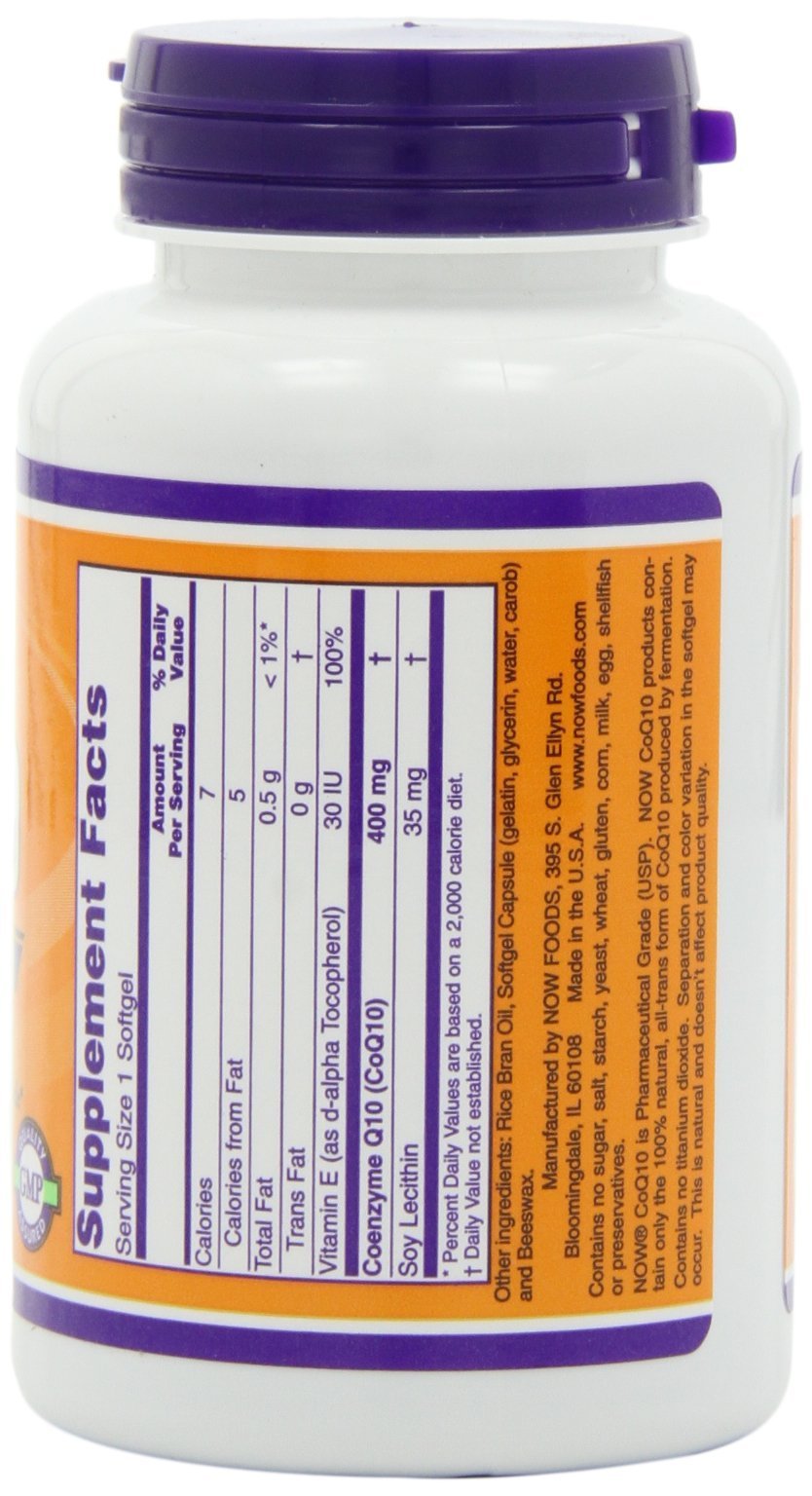 NOW Foods CoQ10 400 mg with Lecithin & Vitamin E Capsule, 1 Capsule