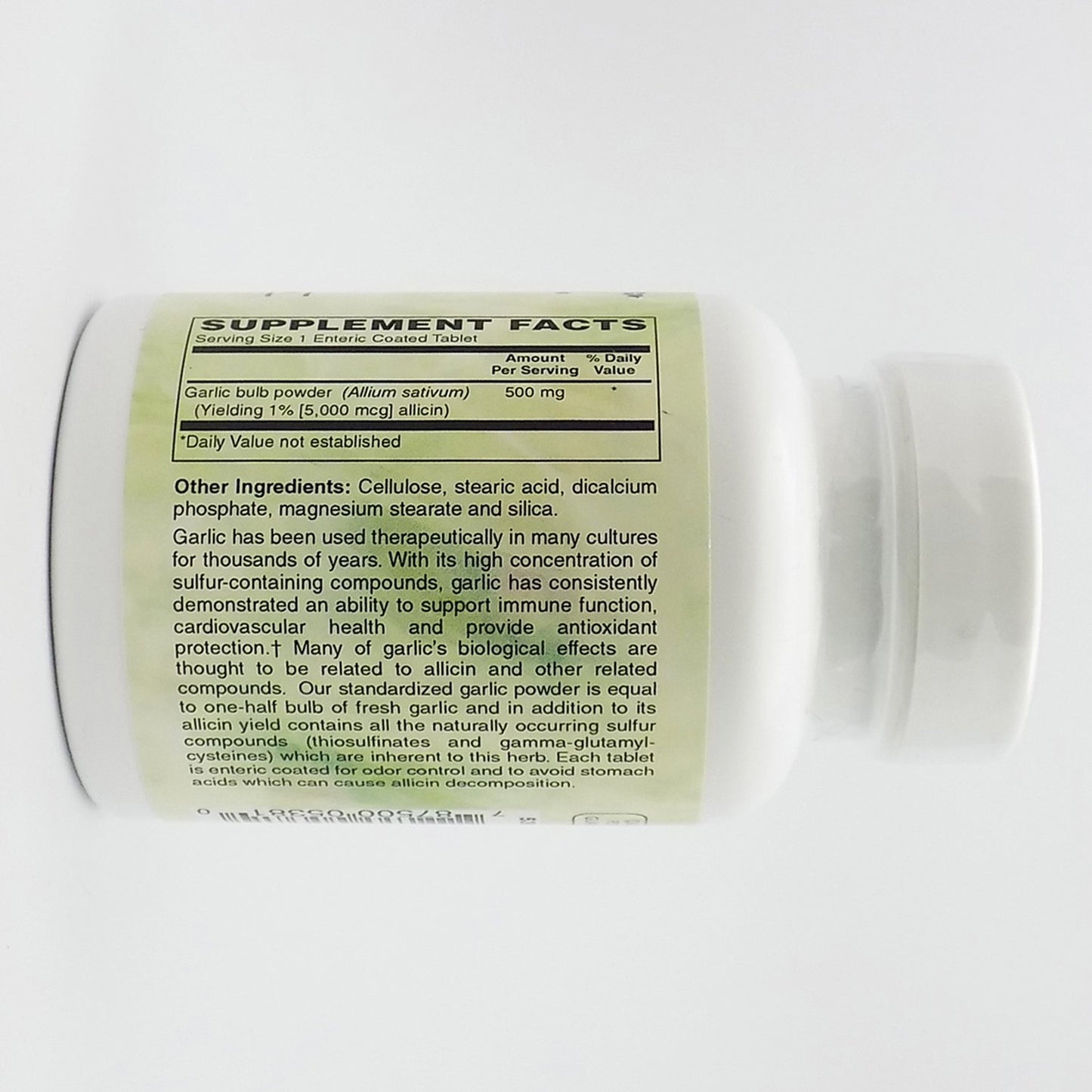 Holly Hill Health Foods Standardized Garlic (Odor Controlled) 500 mg Enteric Coated Tablets 60 Count