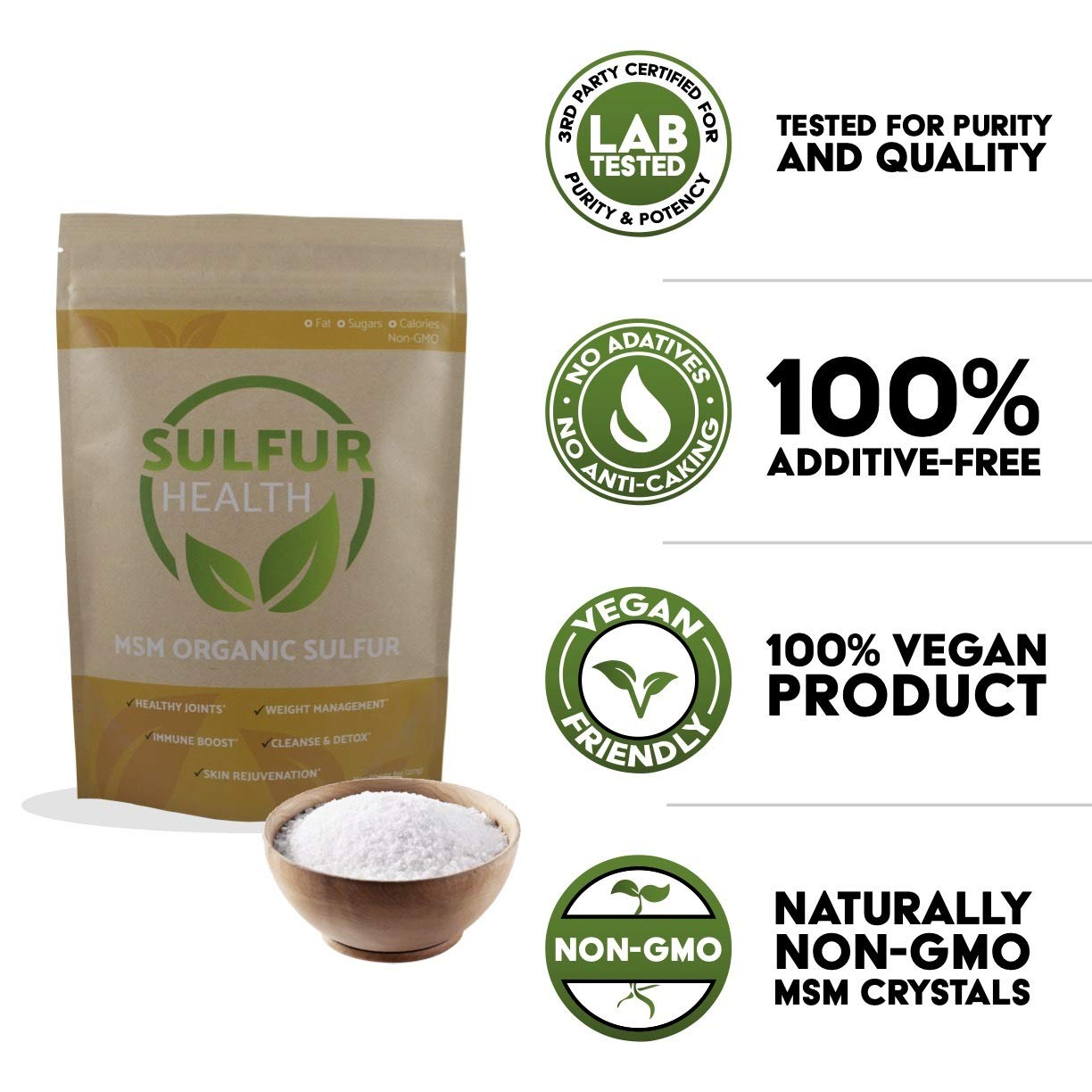 Sulfur Health MSM Organic Sulfur Powder 16 oz