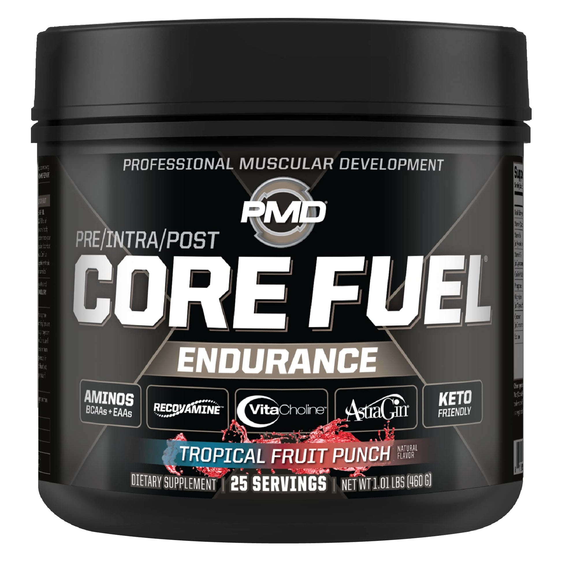 PMD Sports Core Fuel Endurance, Performance & Recovery - BCAAs, EAAs, Beta Alanine, Betaine Anhydrous, Glutamine, Electrolytes - Stim Free Tropical Fruit Punch Powder, 29.6 oz