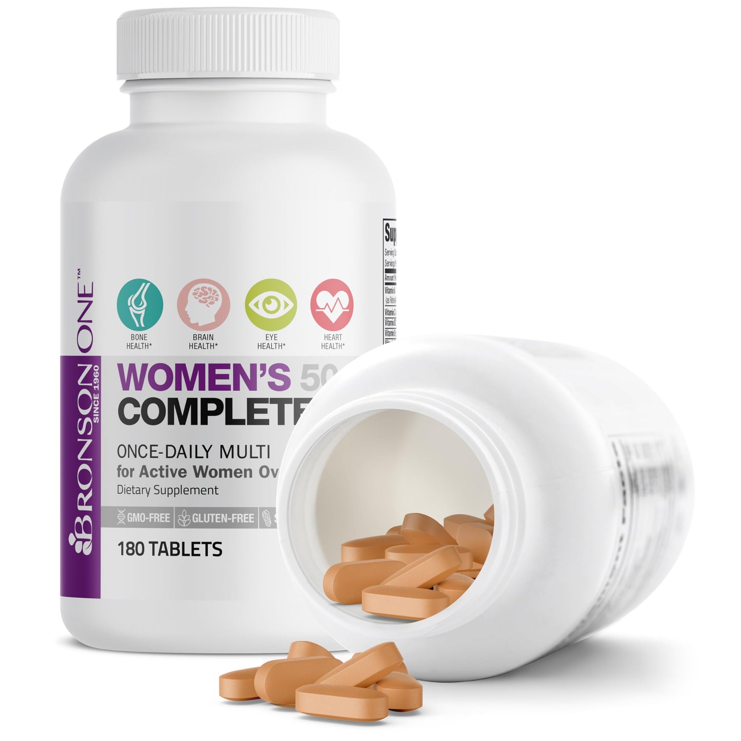 Bronson ONE Daily Women 50+ Complete Multivitamin Multimineral Tablets, 180 Tablets