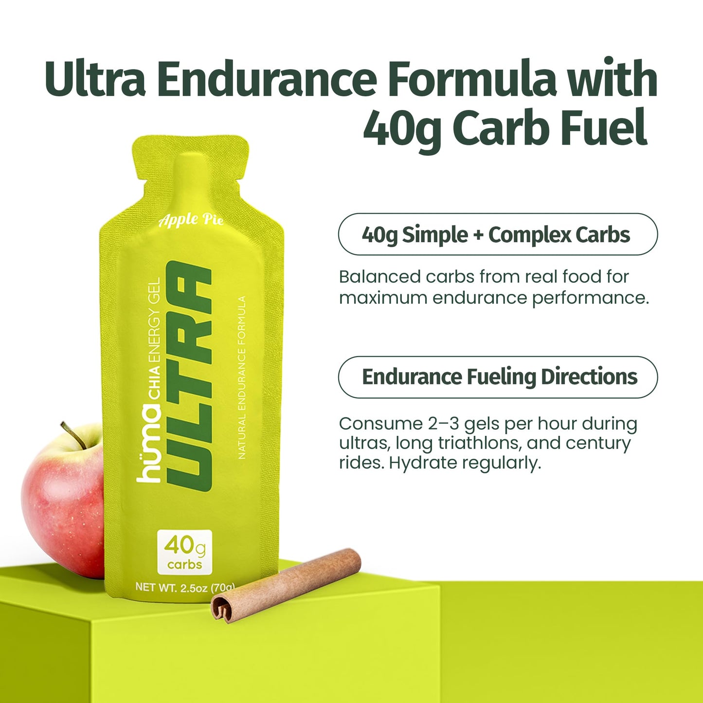 HÜMA CHIA ENERGY GEL Ultra Energy Gel Apple Pie, 20 Gels