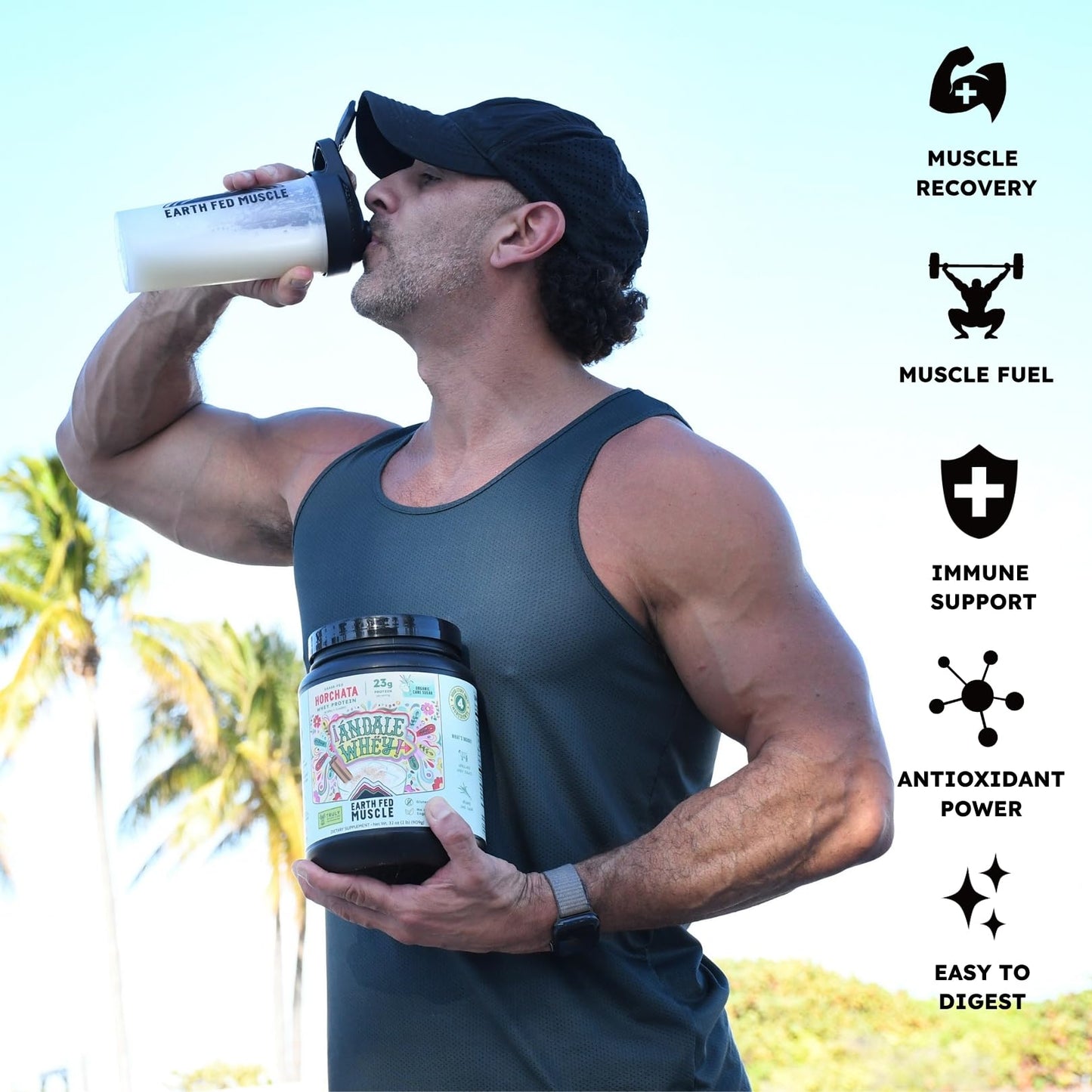 Earth Fed Muscle Grass-Fed Whey Protein Isolate Powder – Horchata Flavor, 32 Servings