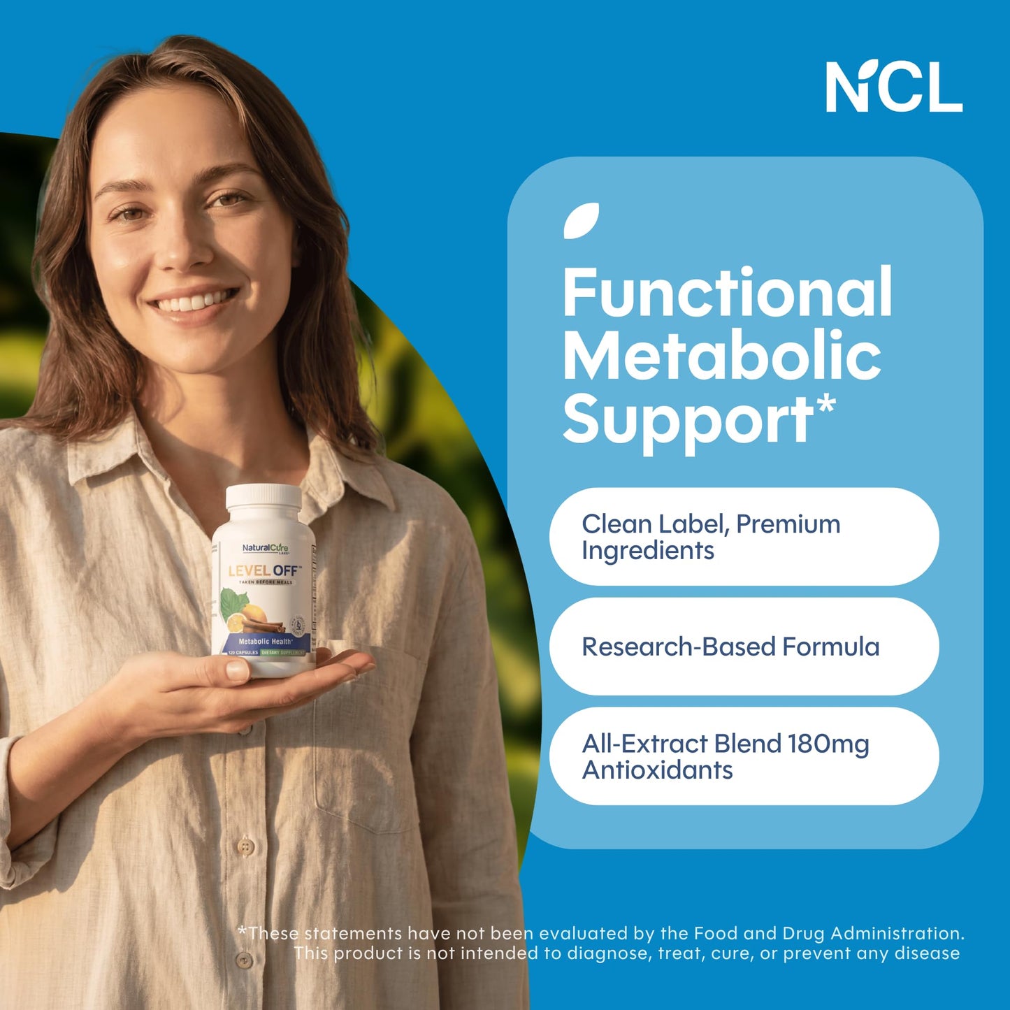 Natural Cure Labs Level Off Glucose Support Supplement Capsules 120 Count