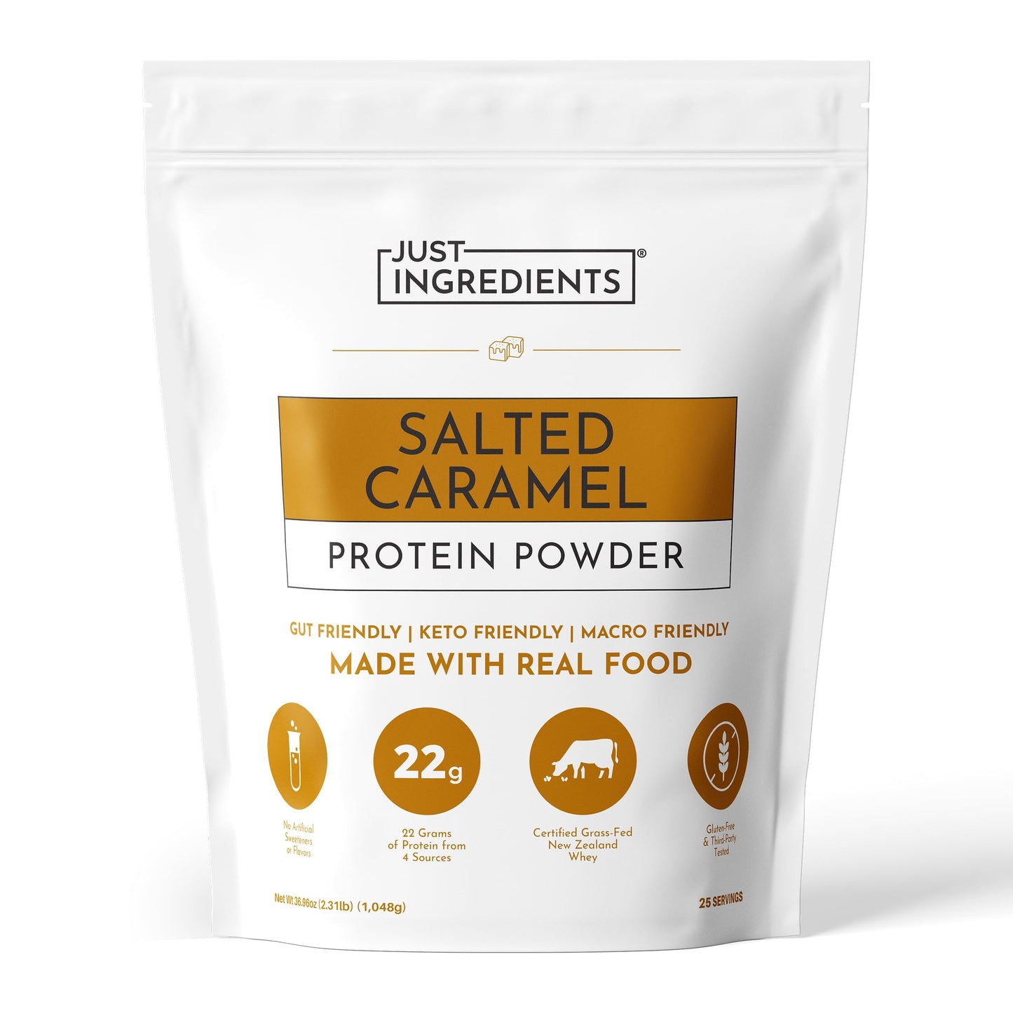 JUST INGREDIENTS Salted Caramel Protein Powder 25 Servings