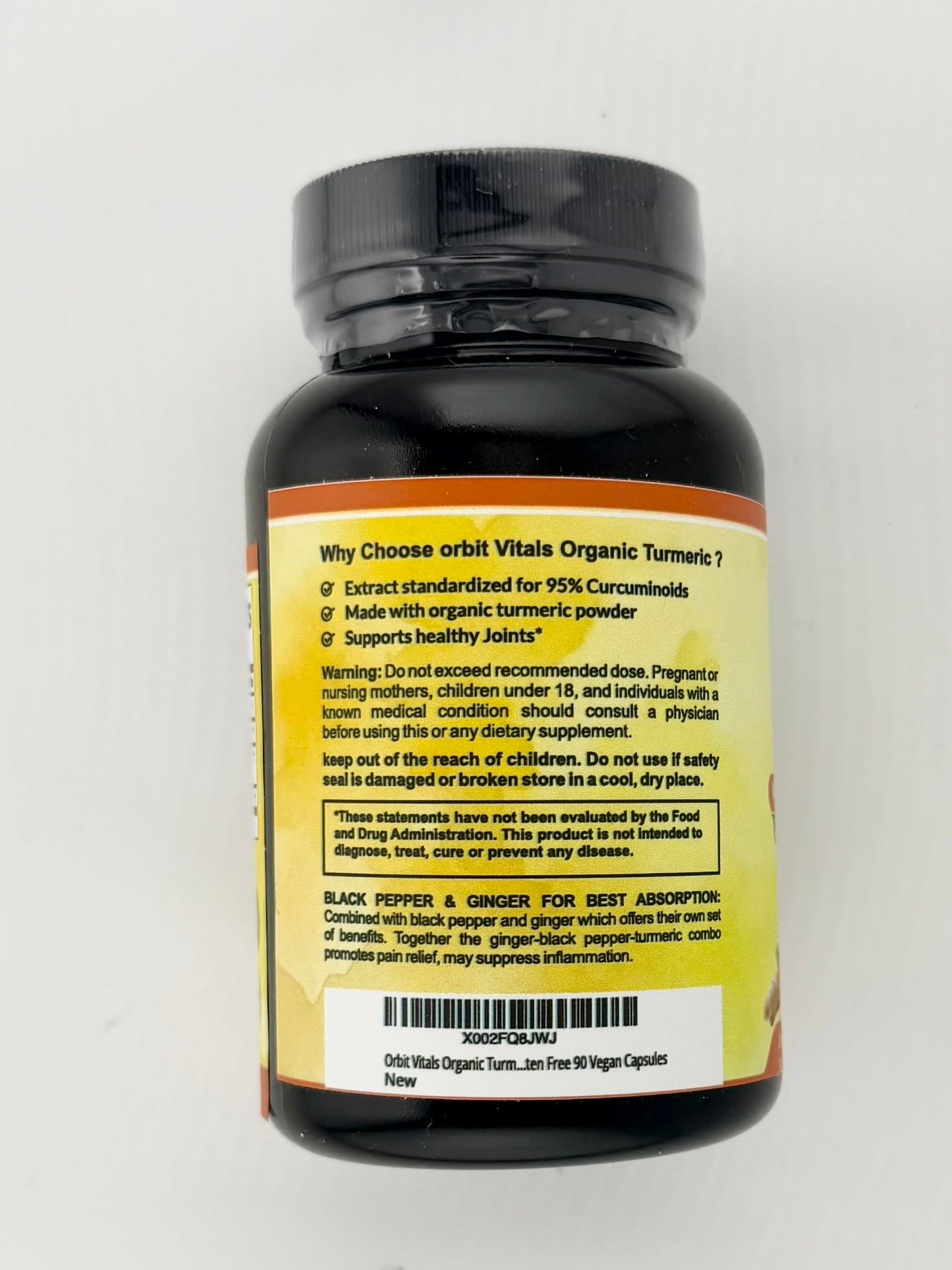 Orbit Vitals Turmeric Curcumin with Black Pepper & Ginger 2250mg Capsules, 90 Capsules
