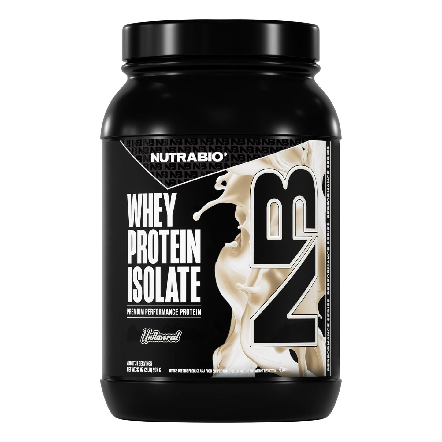 NutraBio 100% Whey Protein Isolate Powder, 32 Servings, 2 Lbs