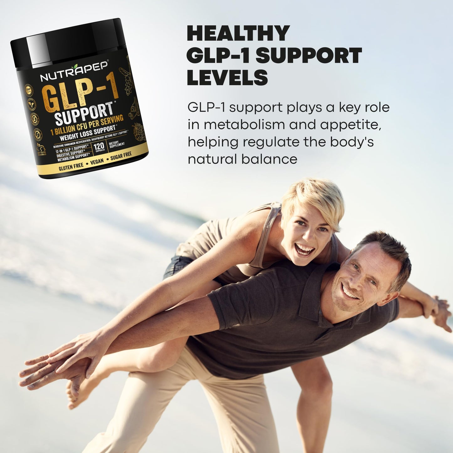 NutraPep GLP-1 Support Probiotic Weight Loss Supplement with Berberine Capsule, 120 Count
