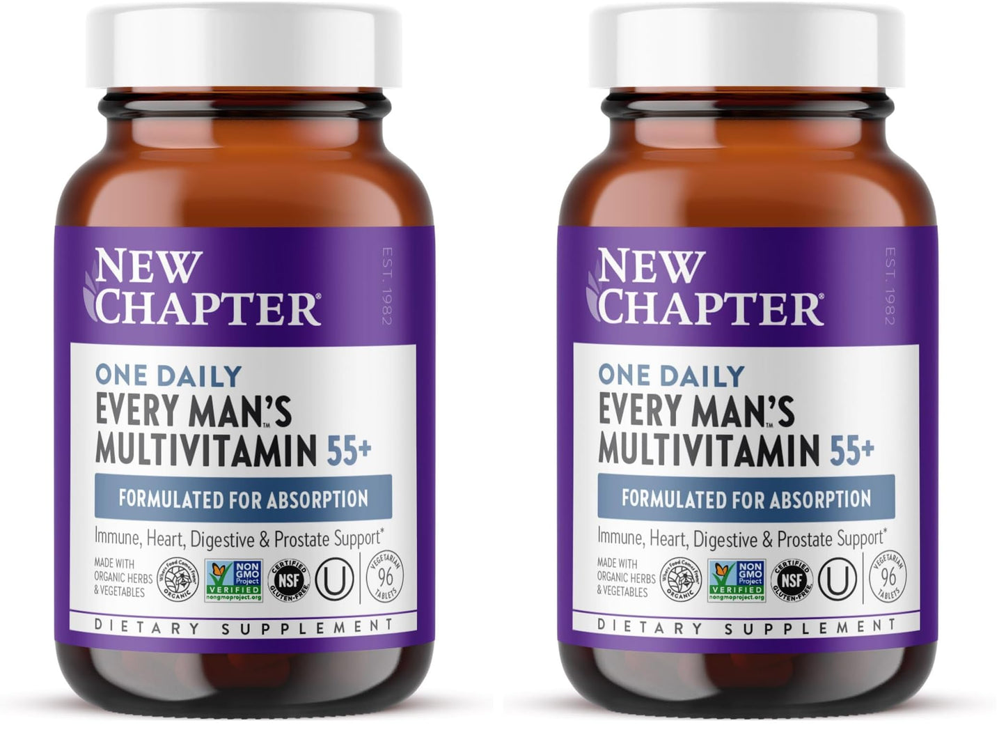 New Chapter Men’s Multivitamin 55+, Extra B6 & B12, D3, Astaxanthin, Vitamin C & Zinc, Immune, Heart, Cellular Energy, and Brain Health, Gentle on The Stomach, 192 Tablets