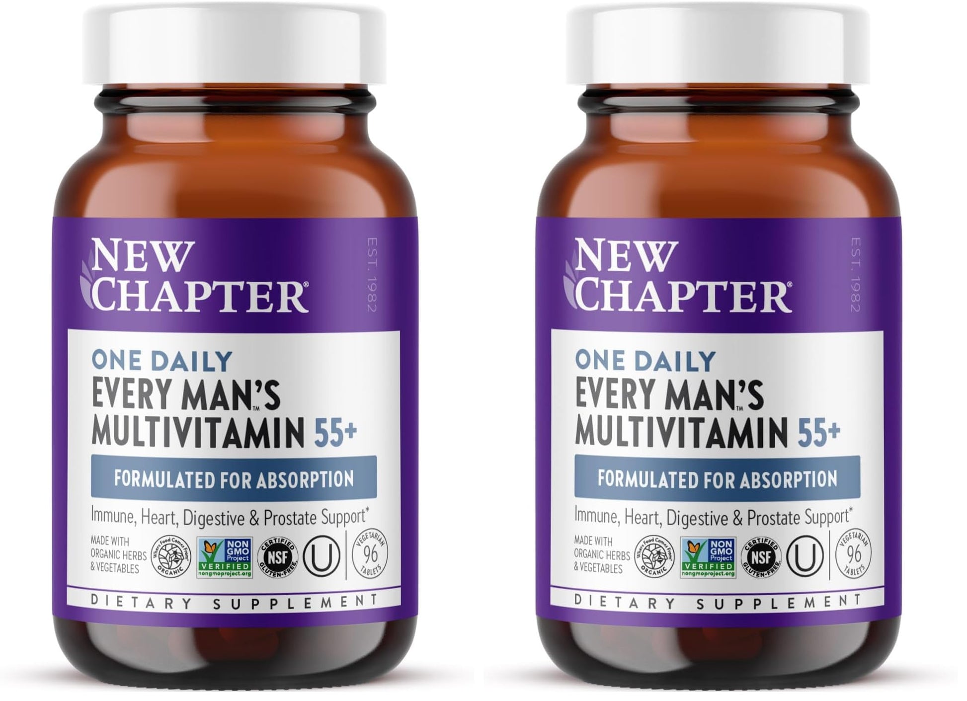 New Chapter Men’s Multivitamin 55+, Extra B6 & B12, D3, Astaxanthin, Vitamin C & Zinc, Immune, Heart, Cellular Energy, and Brain Health, Gentle on The Stomach, 192 Tablets