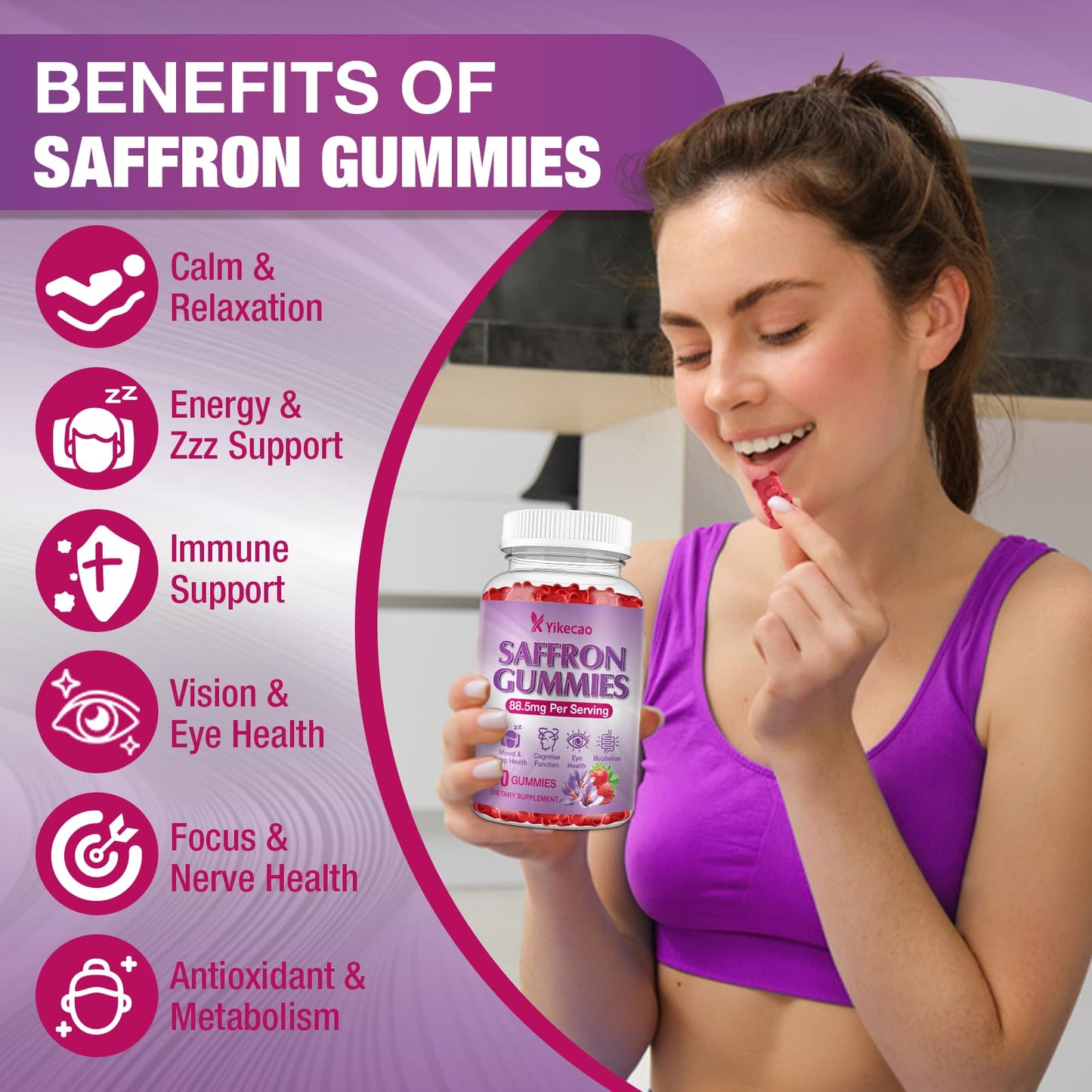 Yikecao Saffron Gummies 60-count
