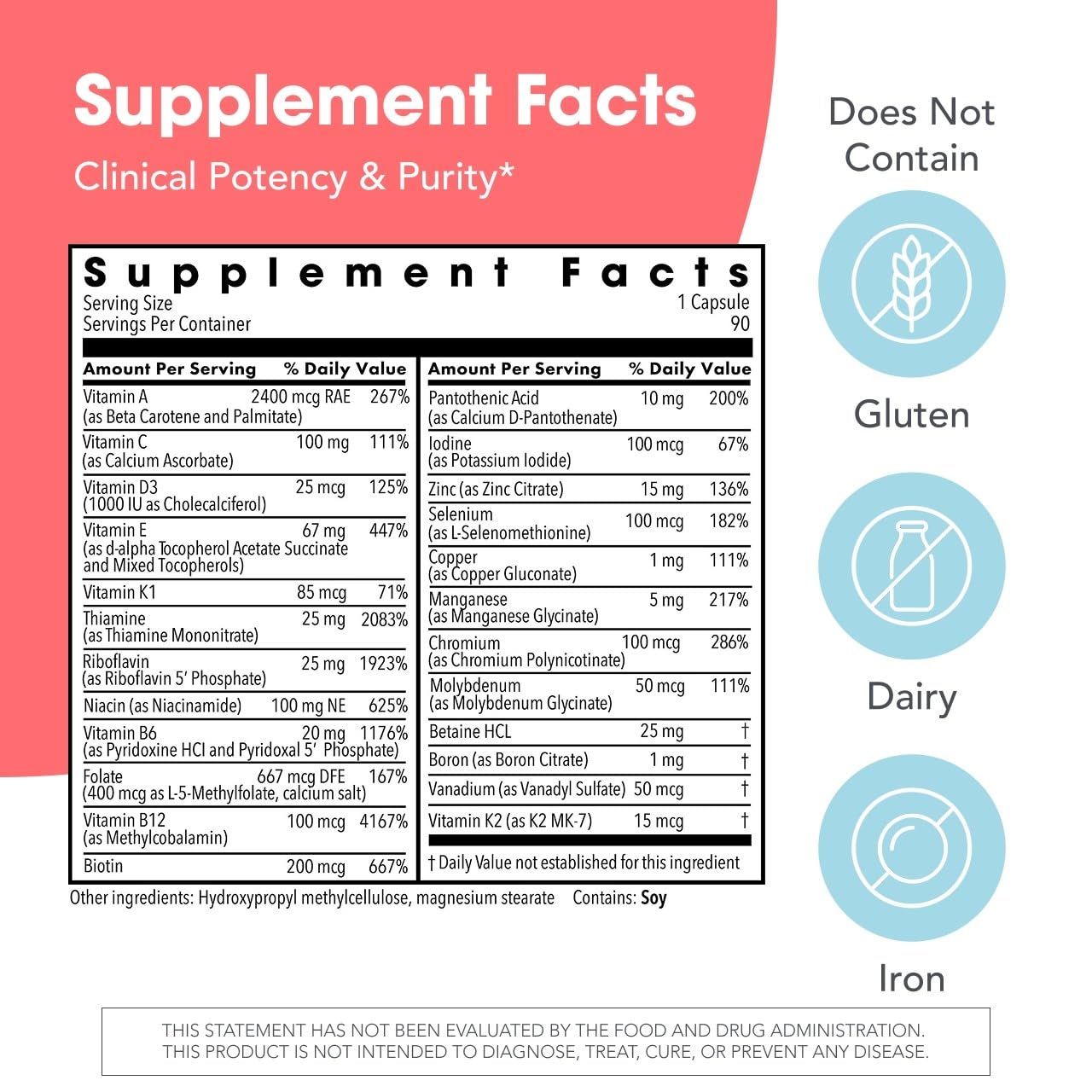 Metabolic Maintenance The Big One Without Iron Multivitamin 90 Capsules
