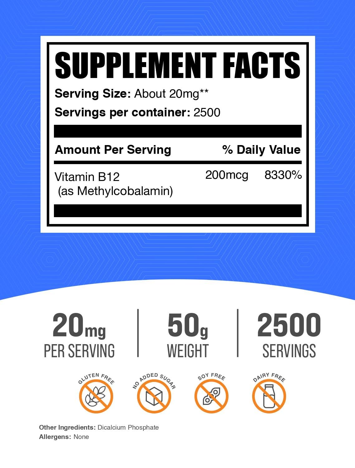 BulkSupplements Vitamin B12 Methylcobalamin Powder, 1.76 oz