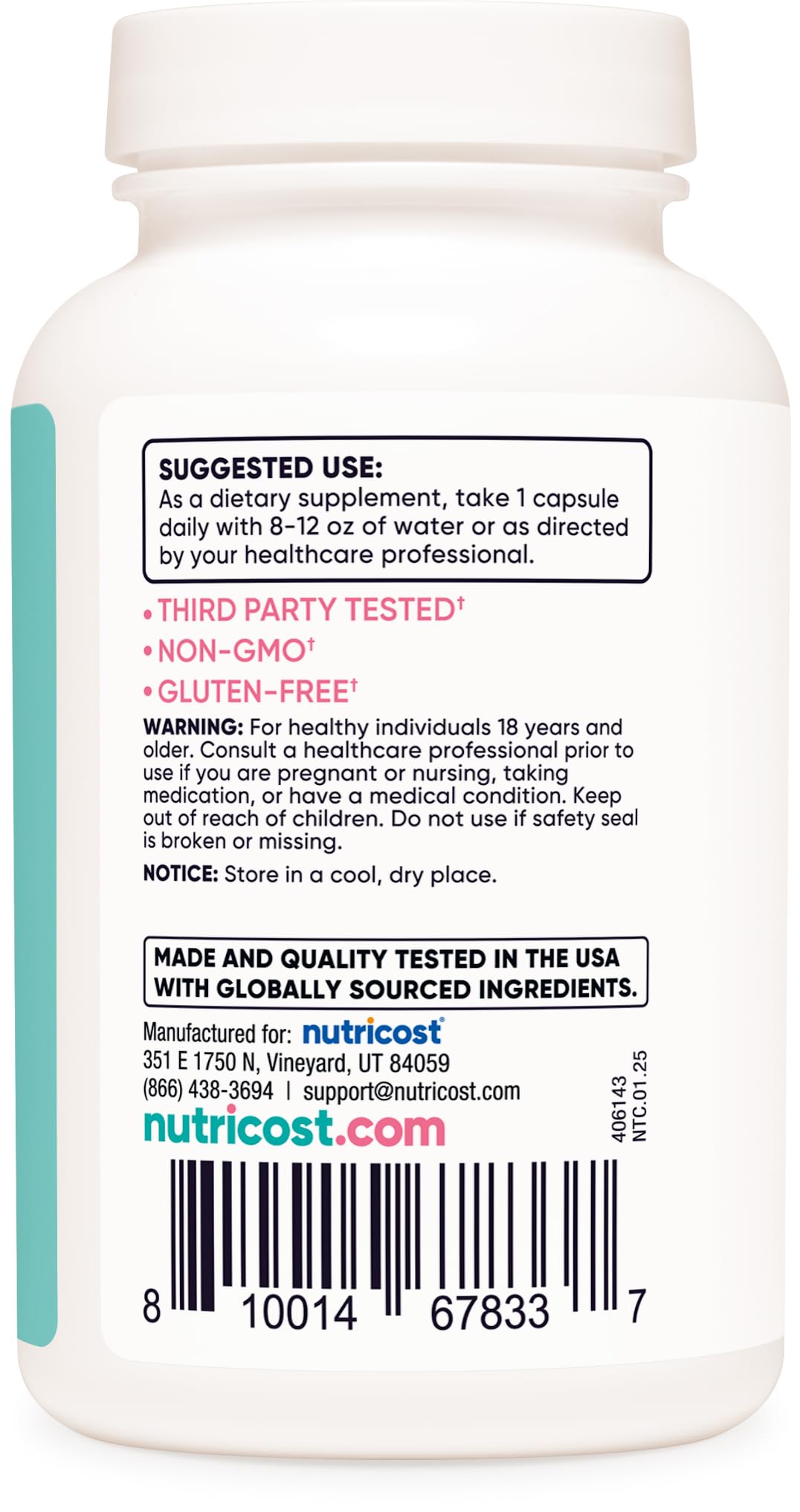 Nutricost Diindolylmethane DIM Supplement for Women 400mg Capsule, 120 Count