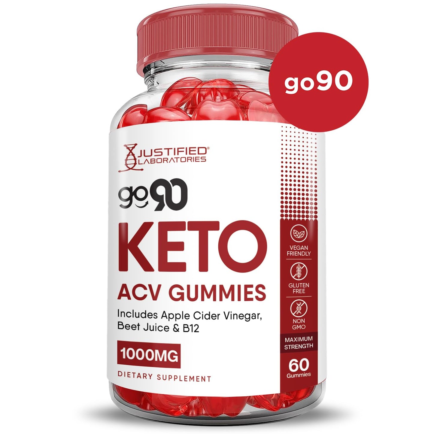 Justified Laboratories Go 90 Keto ACV Gummies Advanced Formula 1000MG, 120 Gummies
