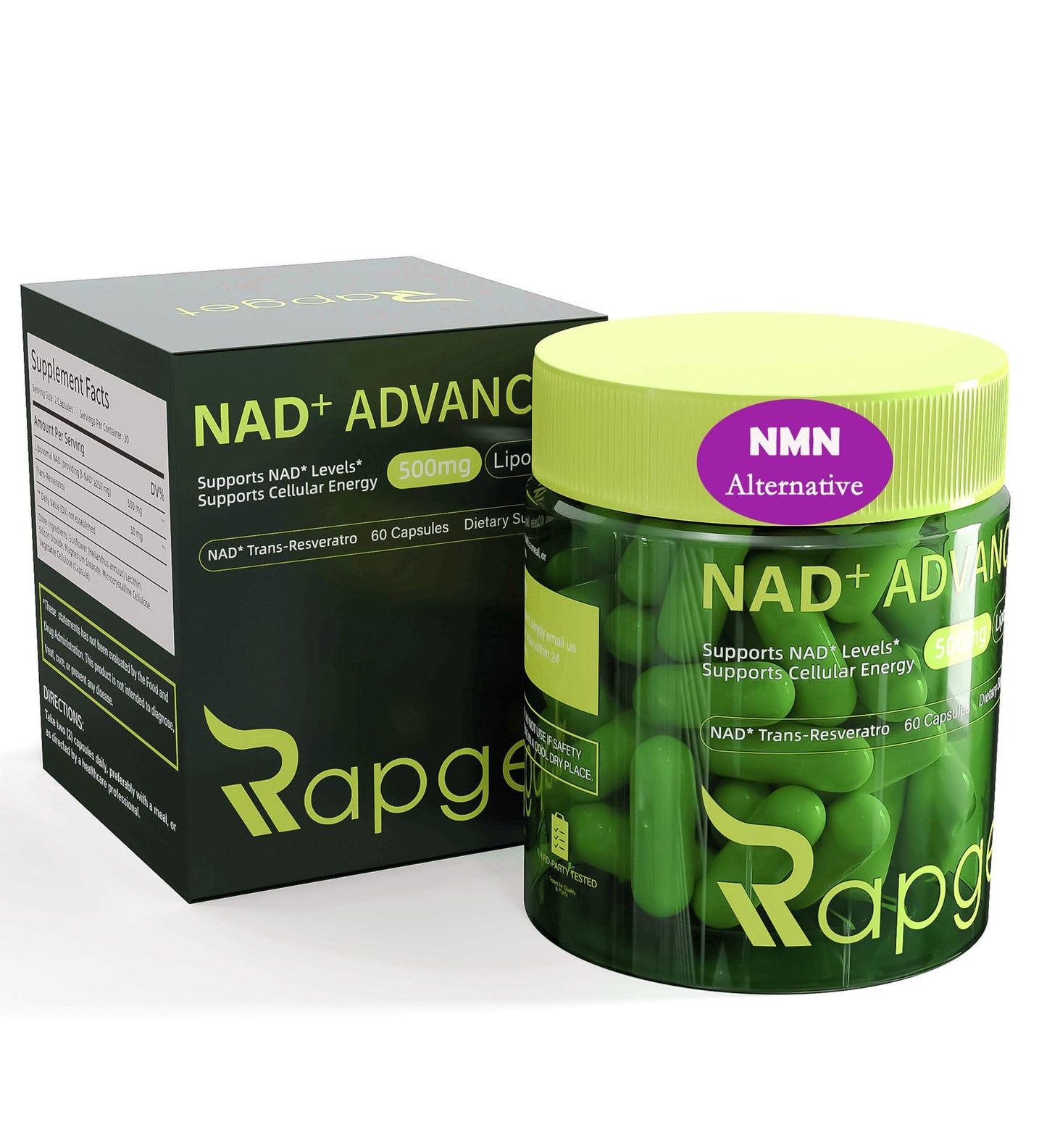 RAPGET Liposomal NAD + Resveratrol Capsule, 60 Capsules