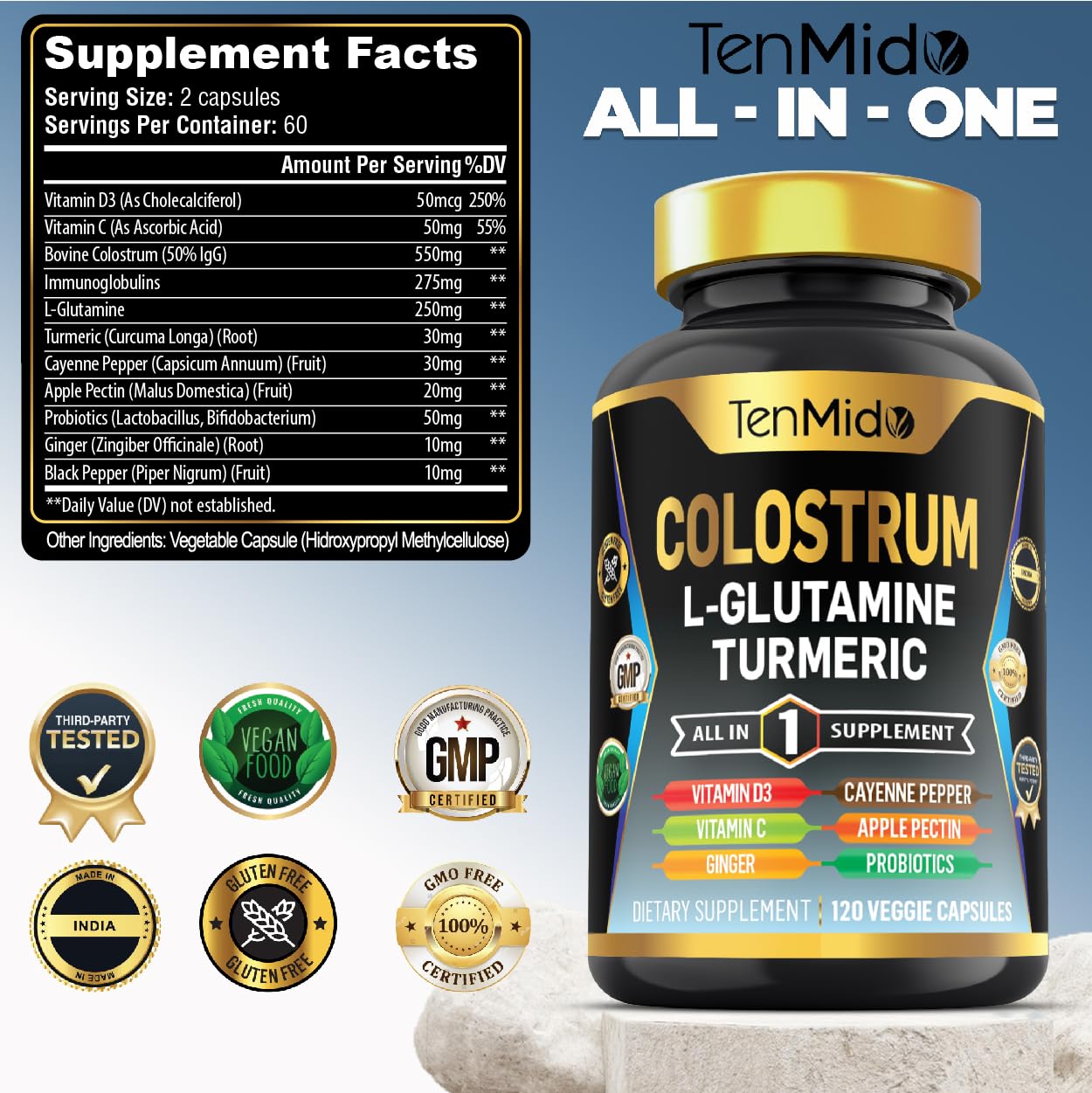 Tenmido Colostrum Supplement Capsule, 120 Capsules
