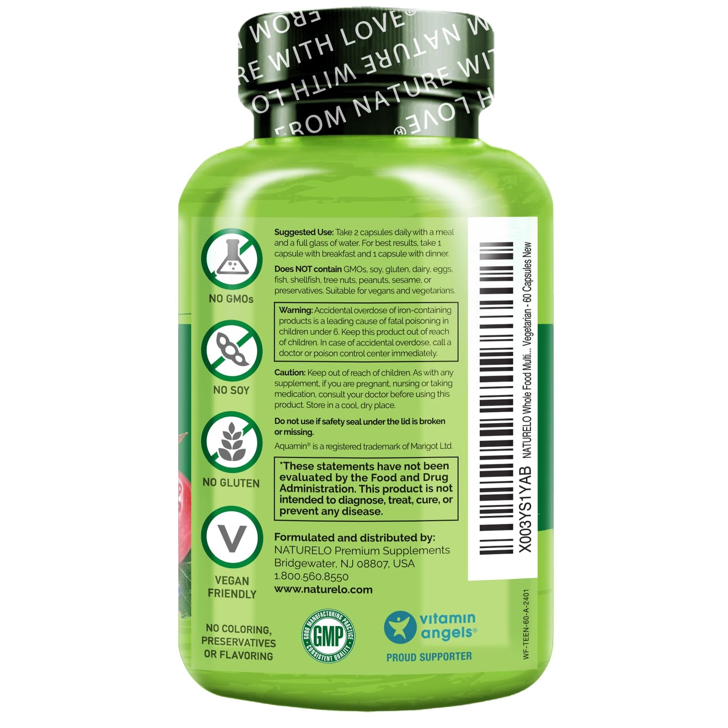 NATURELO Multivitamins for Teenage Girls/Boys, 60 Capsules