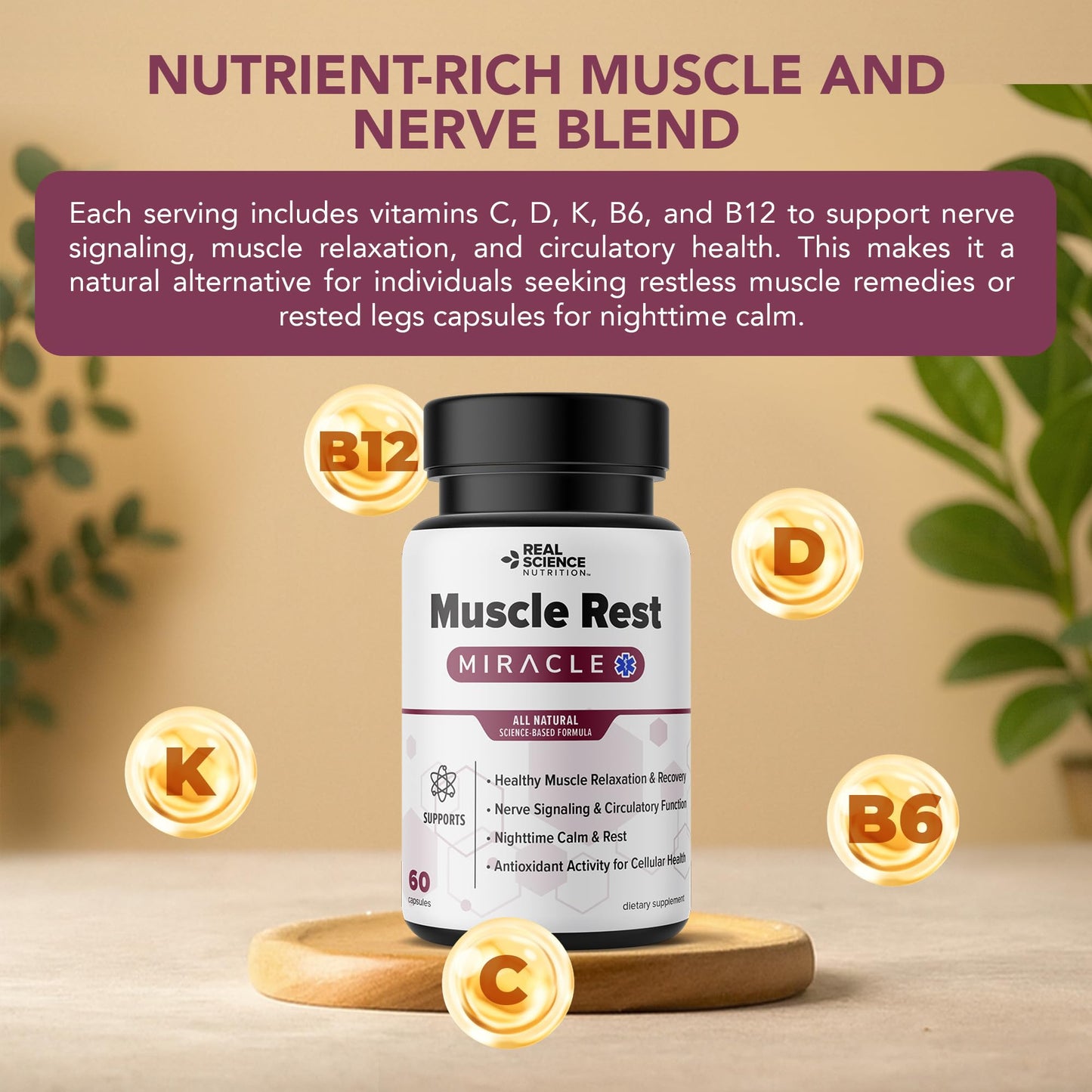 Real Science Nutrition Muscle Rest Capsules 60 Count