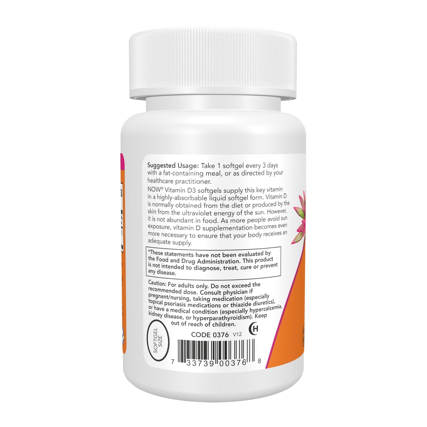 NOW Foods Vitamin D-3 10,000 IU Softgels, 120 Count