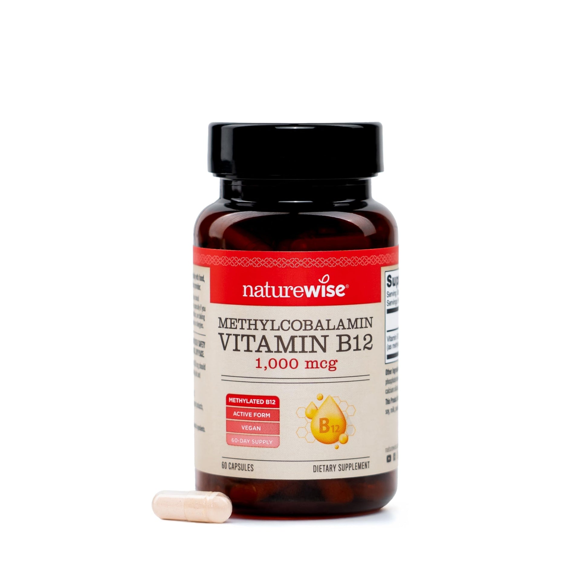 NatureWise Vitamin B12 Methylcobalamin 1000mcg Capsule 60 Count