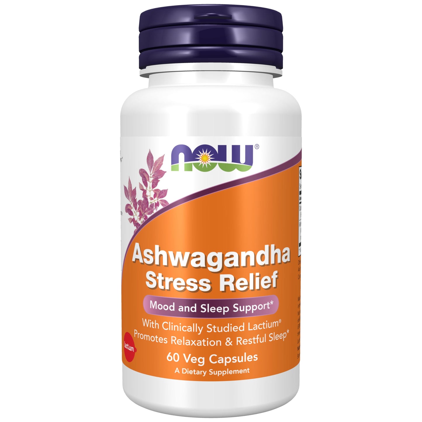 NOW Foods Ashwagandha Stress Relief, Mood and Sleep Support with Clinically Studied Lactium, Promotes Relaxation & Restful Sleep, 60 Veg Capsules