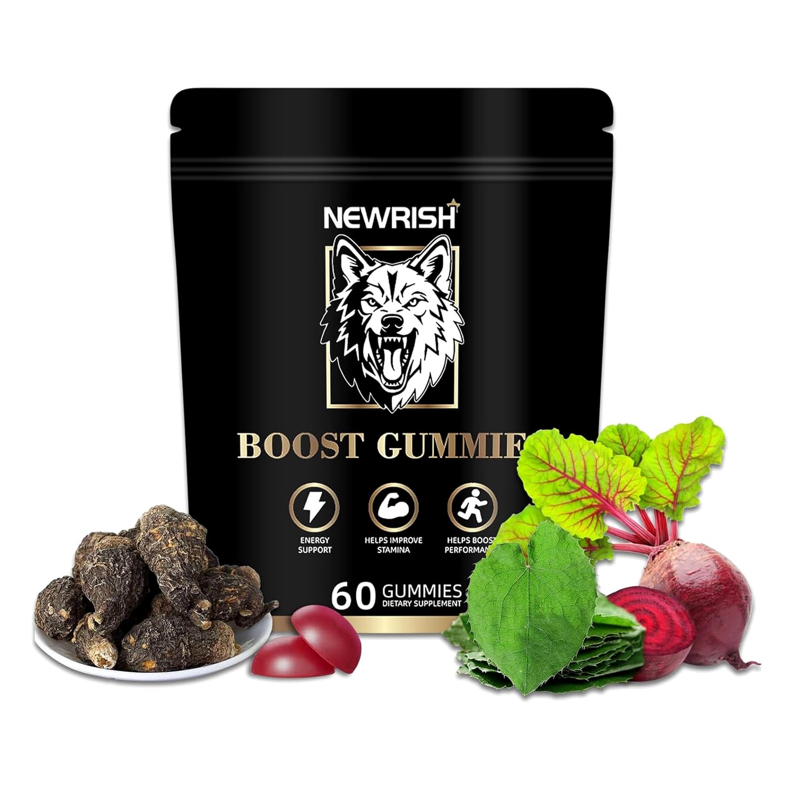 Newrish Testosterone Booster for Men Gummies, 60 Count
