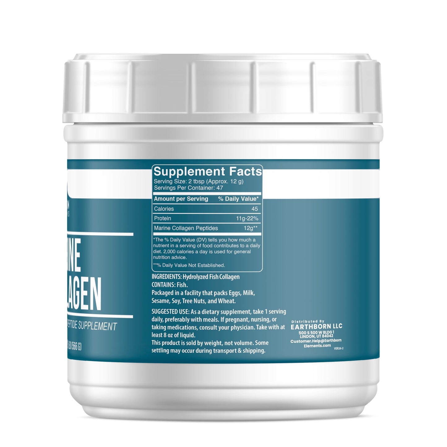 Earthborn Elements Hydrolyzed Marine Collagen Peptides Powder 20