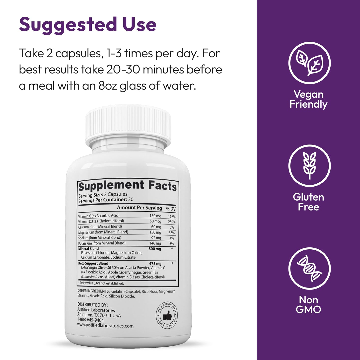 Justified Laboratories Lifestyle Keto Capsules 60