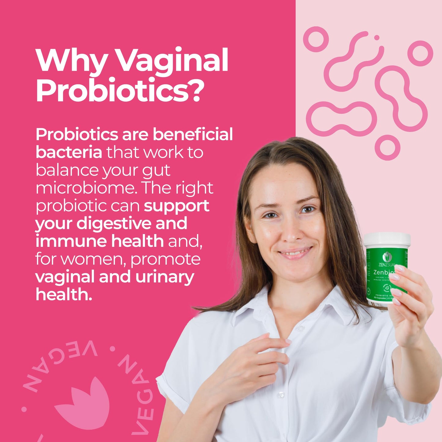 ZENZSUAL Zenbiotic Probiotics Support for Women Capsules, 30 Count