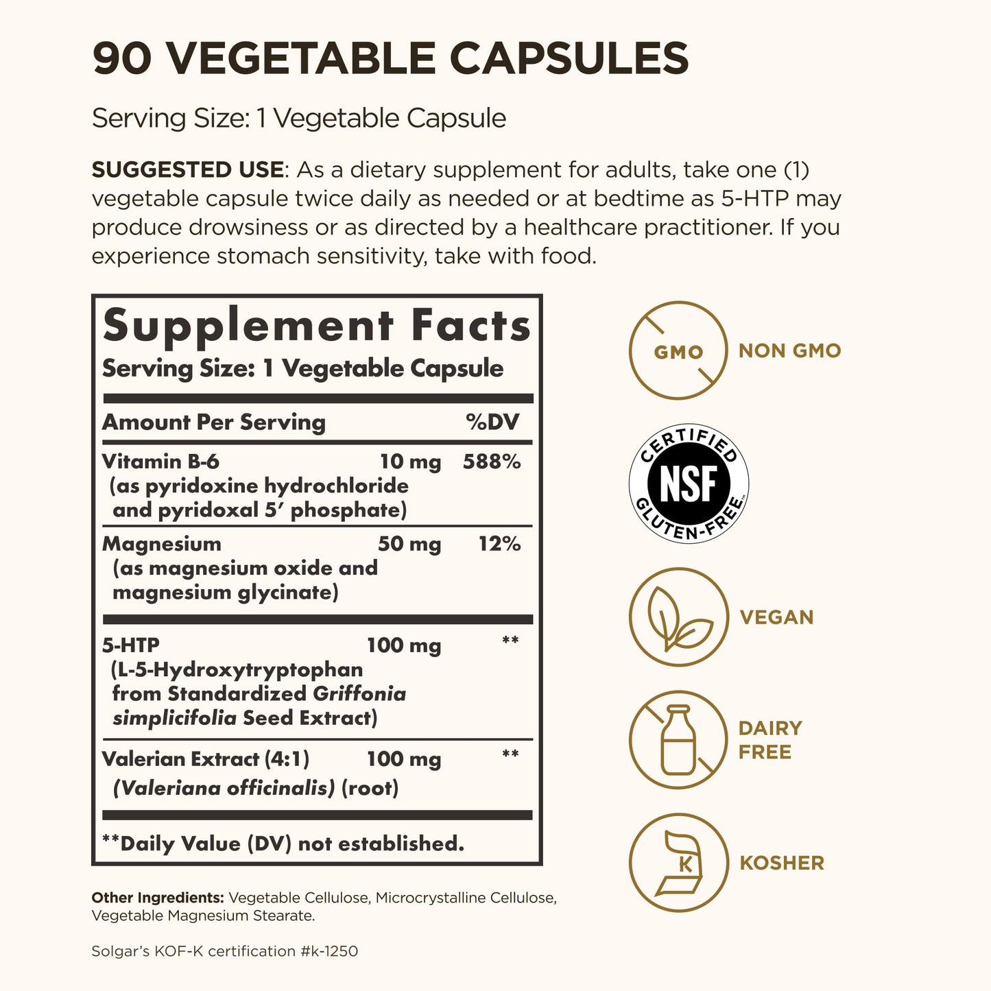 Solgar 5-HTP 100 mg Capsule, 90 Count