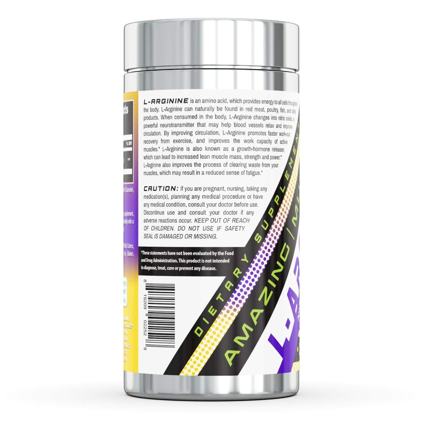 Amazing Muscle L-Arginine Essential Amino Acid Supplement Capsules, 120 Count