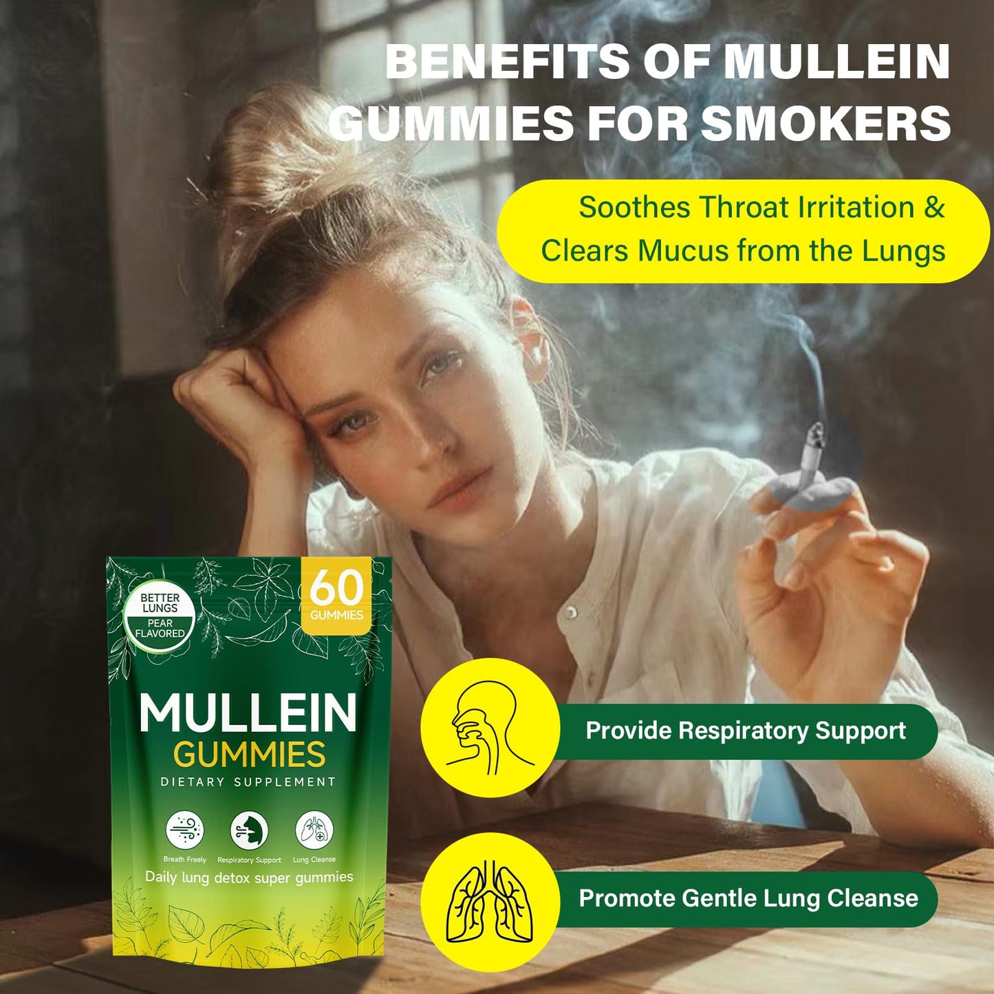Aevezom Mullein Gummies for Lungs Gummy, 60 Count