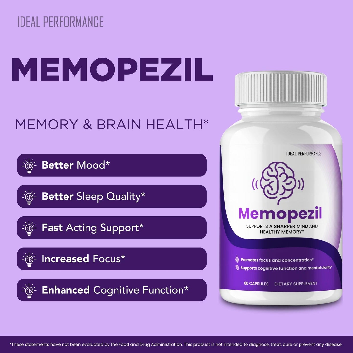 IDEAL PERFORMANCE Memopezil Capsules 300 Count