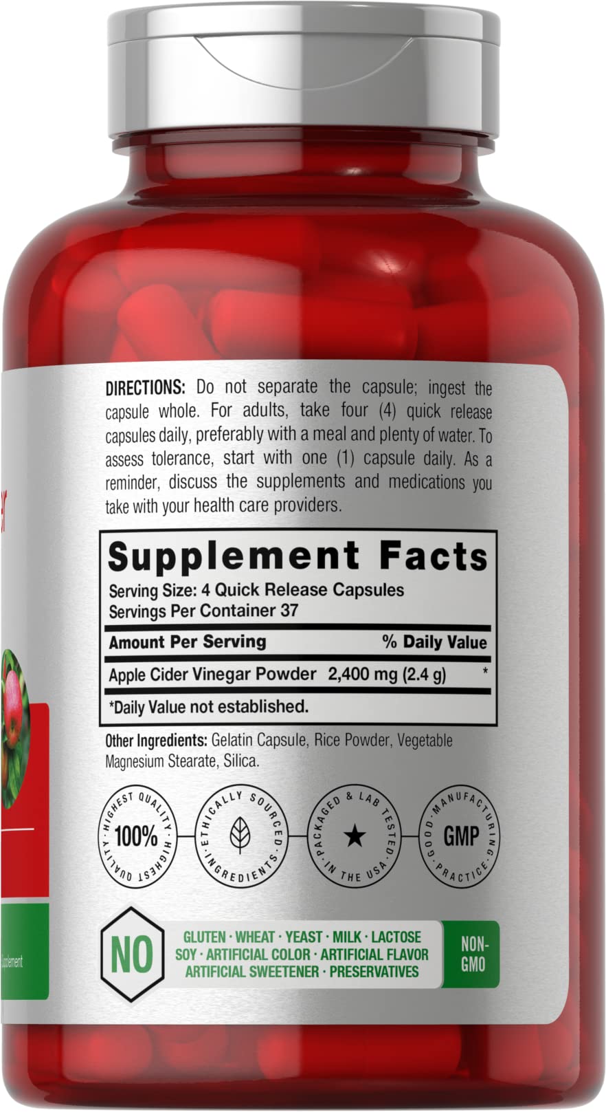 Horbäach Apple Cider Vinegar Capsules 2400mg, 150 Count