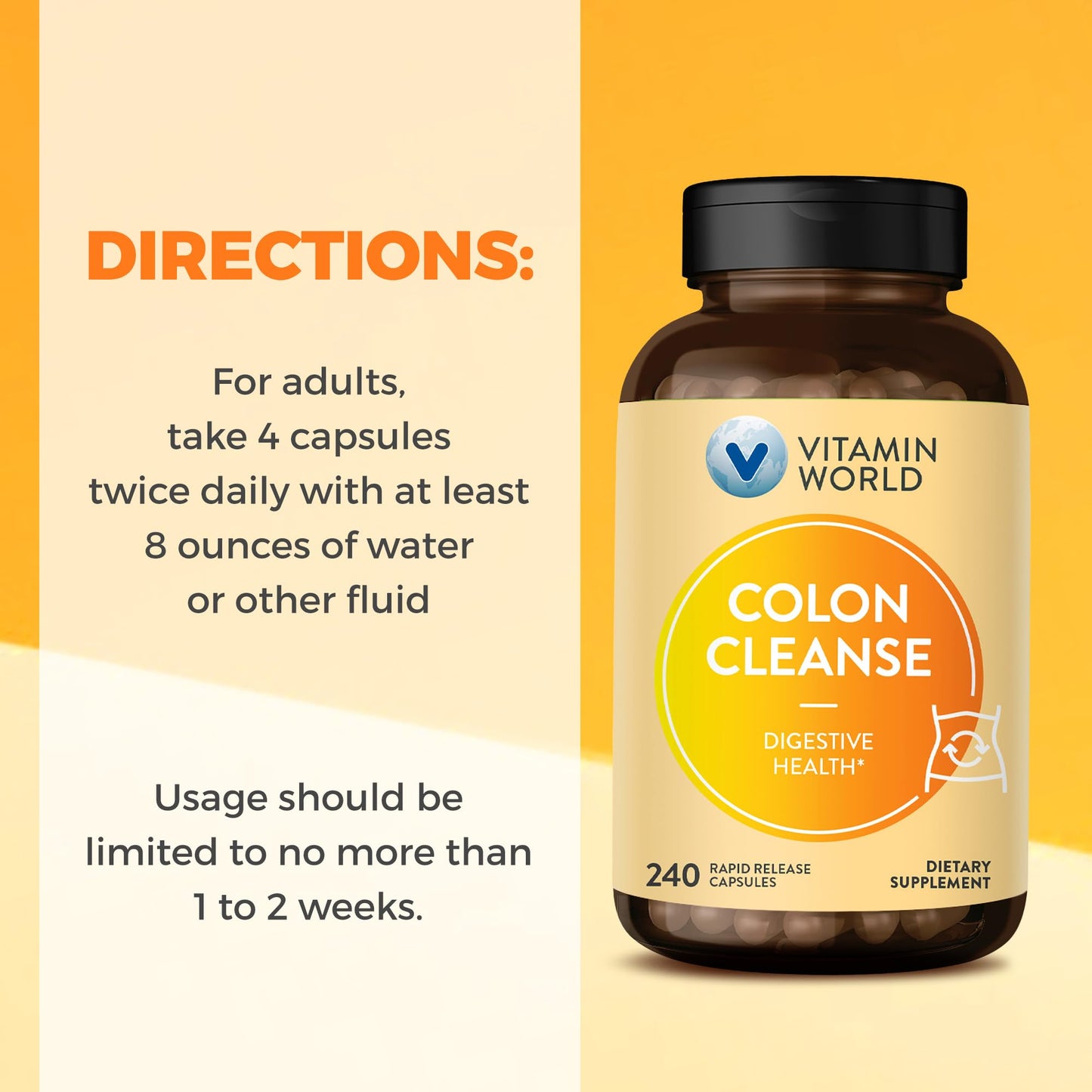 Vitamin World Colon Cleanse Capsules, 240 Count