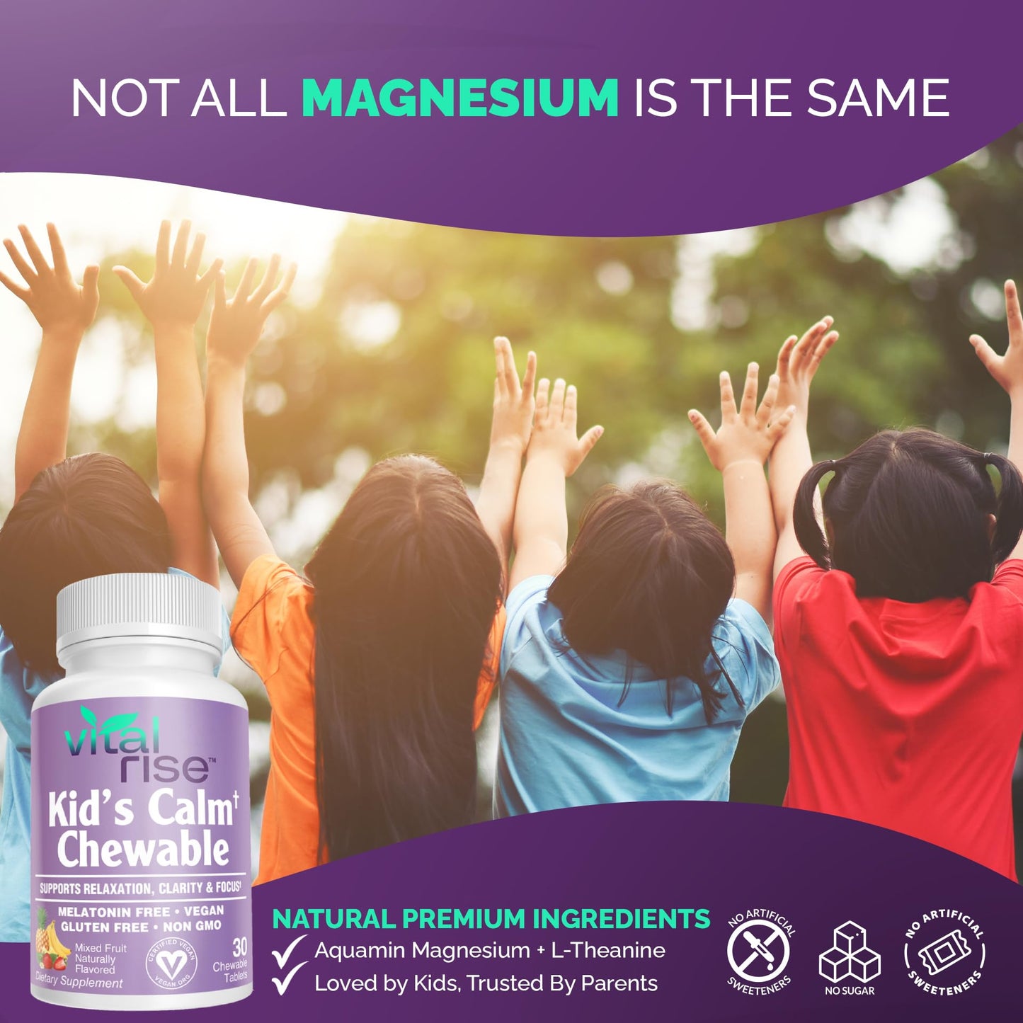 Vital Rise Kids Magnesium Chewable Tablets 30 Count