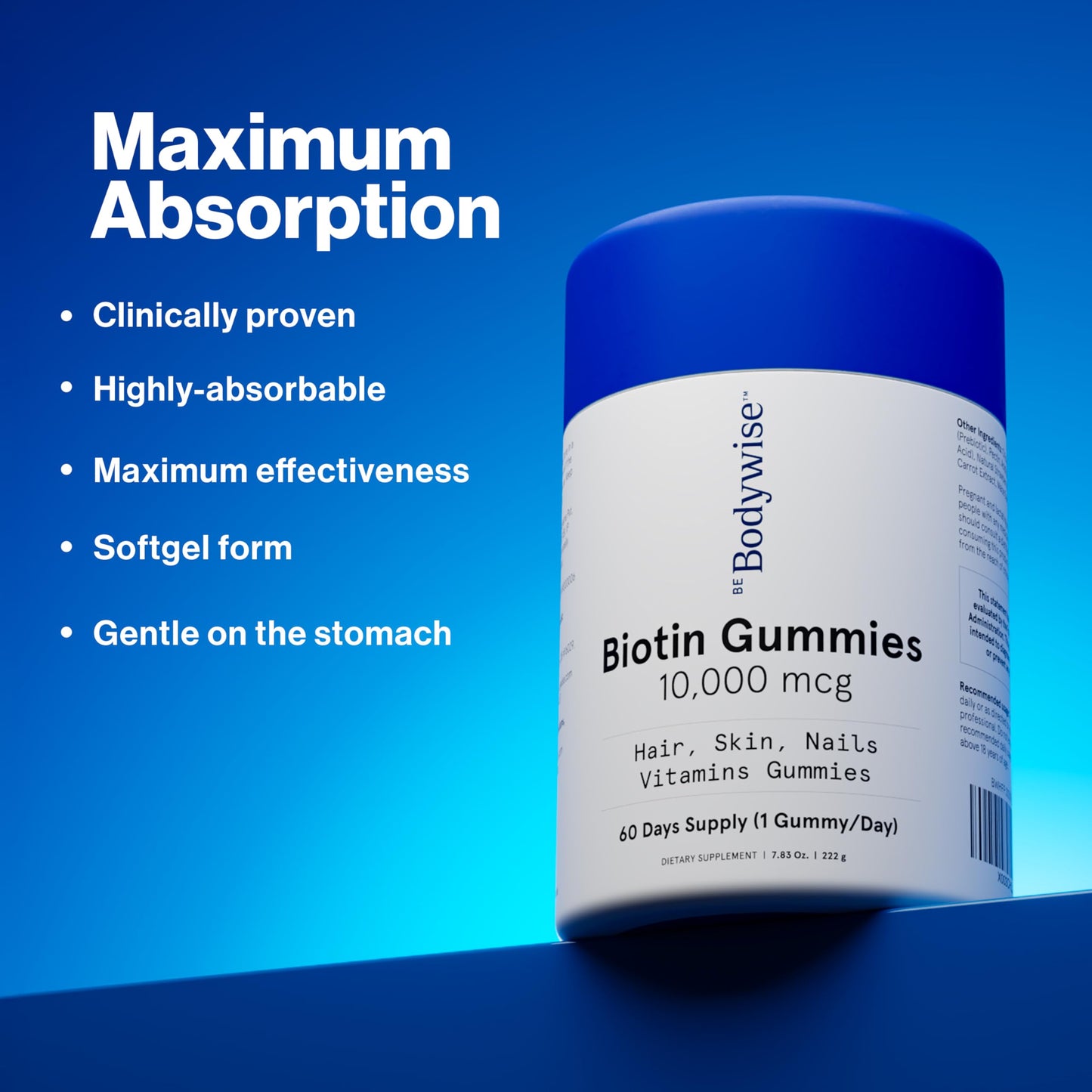 Be Bodywise Biotin 10000mcg Gummies, 60 Count