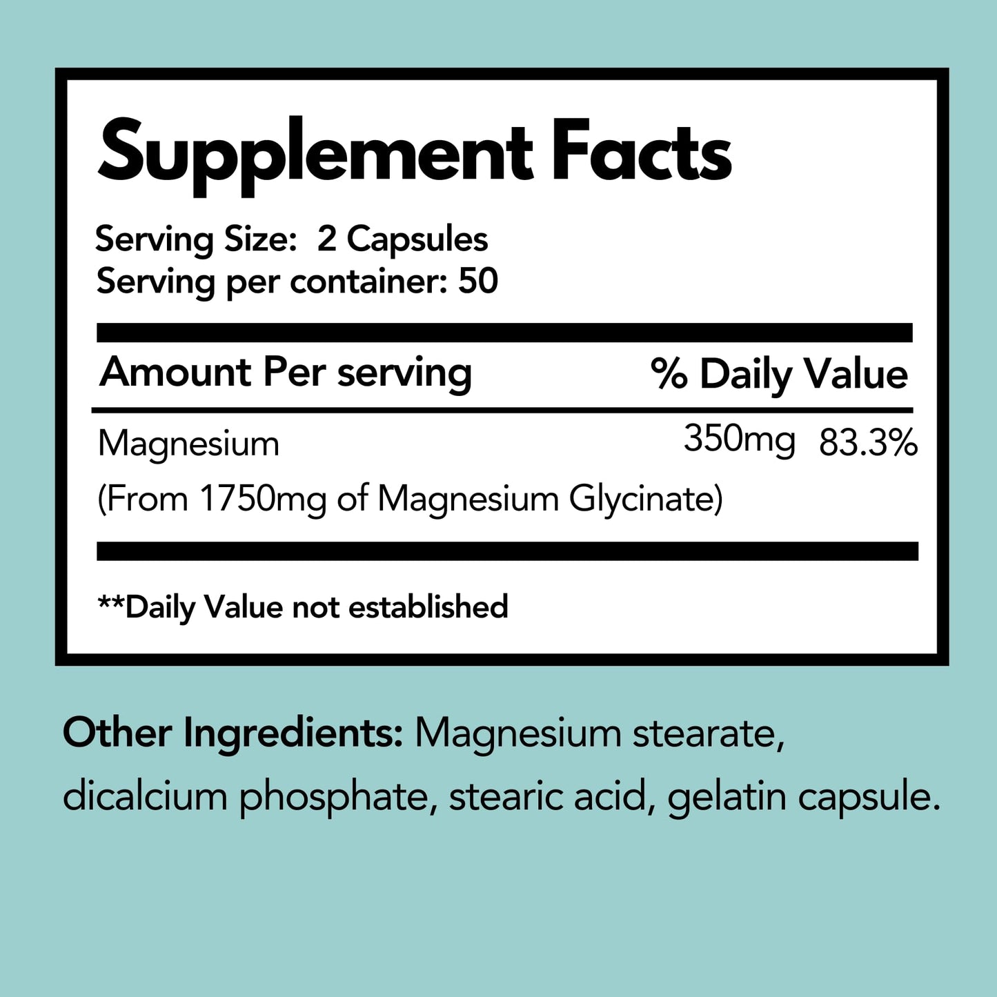 Arymar Magnesium Glycinate 350 mg Capsules, 100 Count