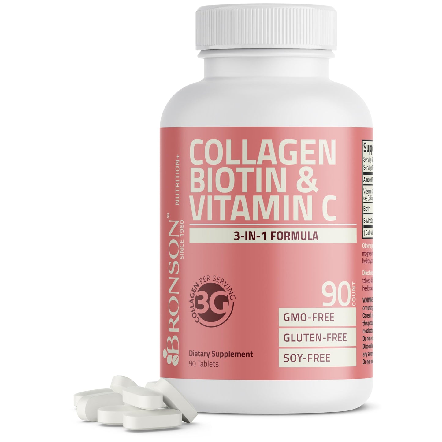 Bronson Collagen Peptides 3000mg with Biotin & Vitamin C, 90 Tablets