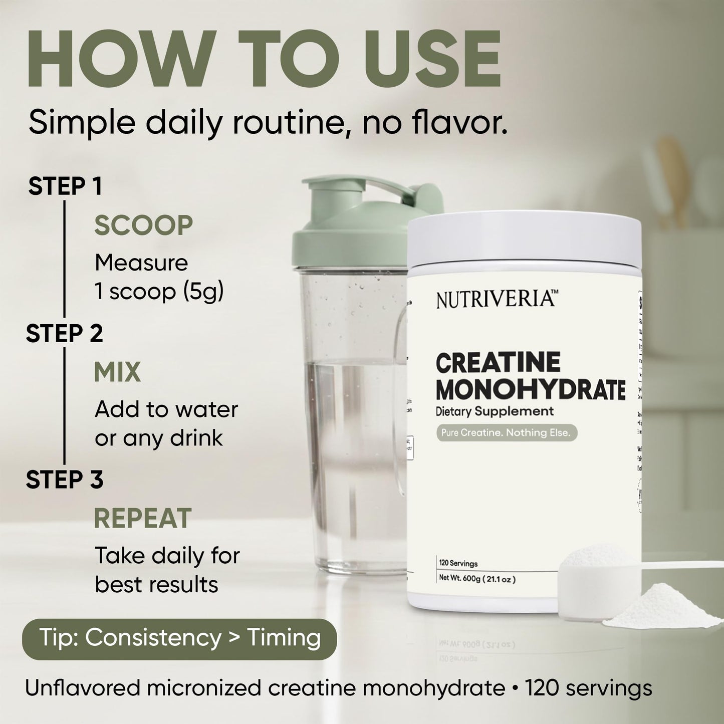 Nutriveria Micronized Creatine Monohydrate Powder 21.2 oz