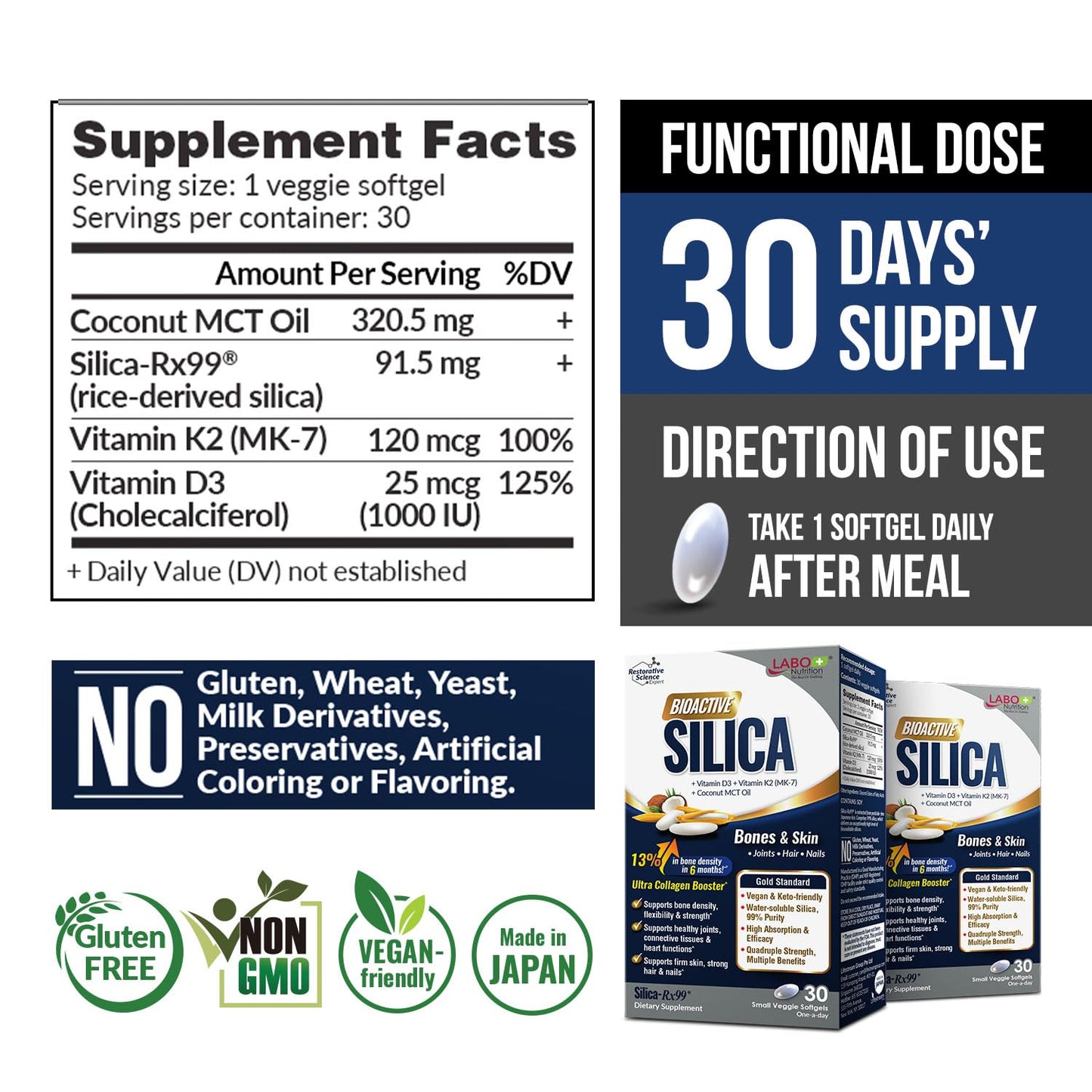 LABO Nutrition Bioactive Silica Softgels 90