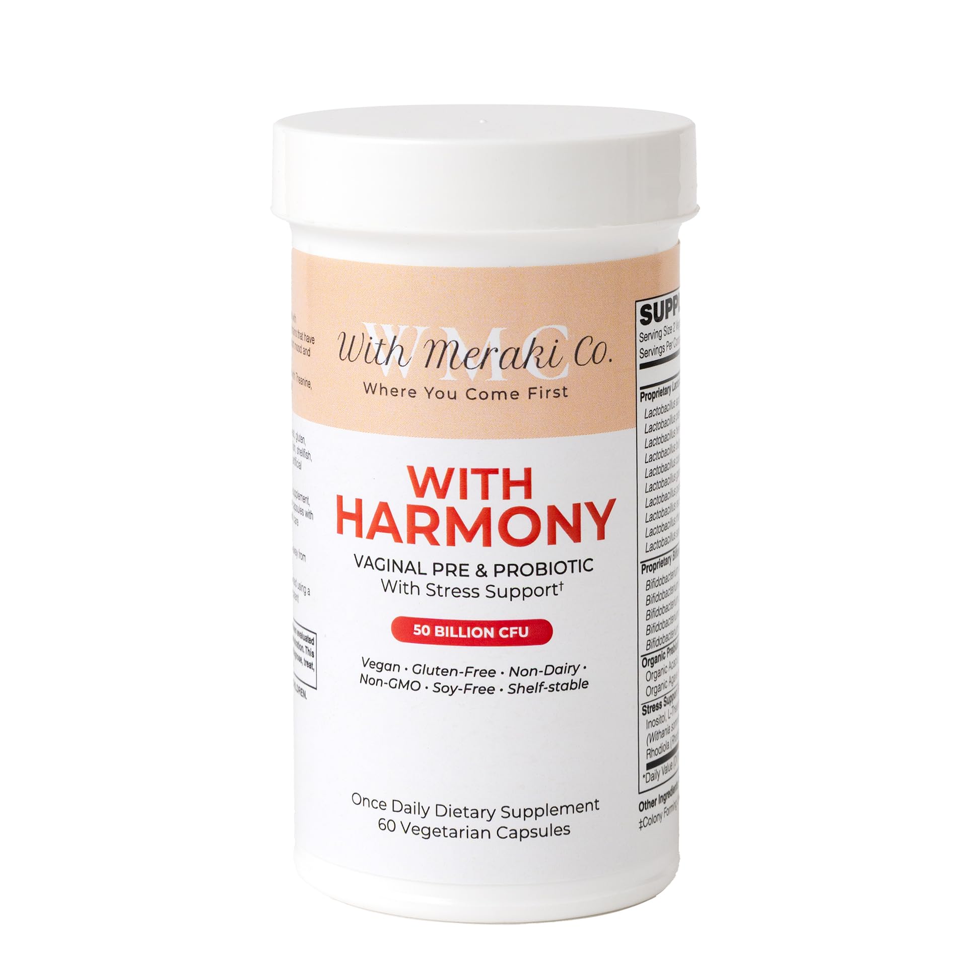 With Meraki Co. Harmony Pre/Probiotic with Vaginal and Hormonal Support 60 Capsules