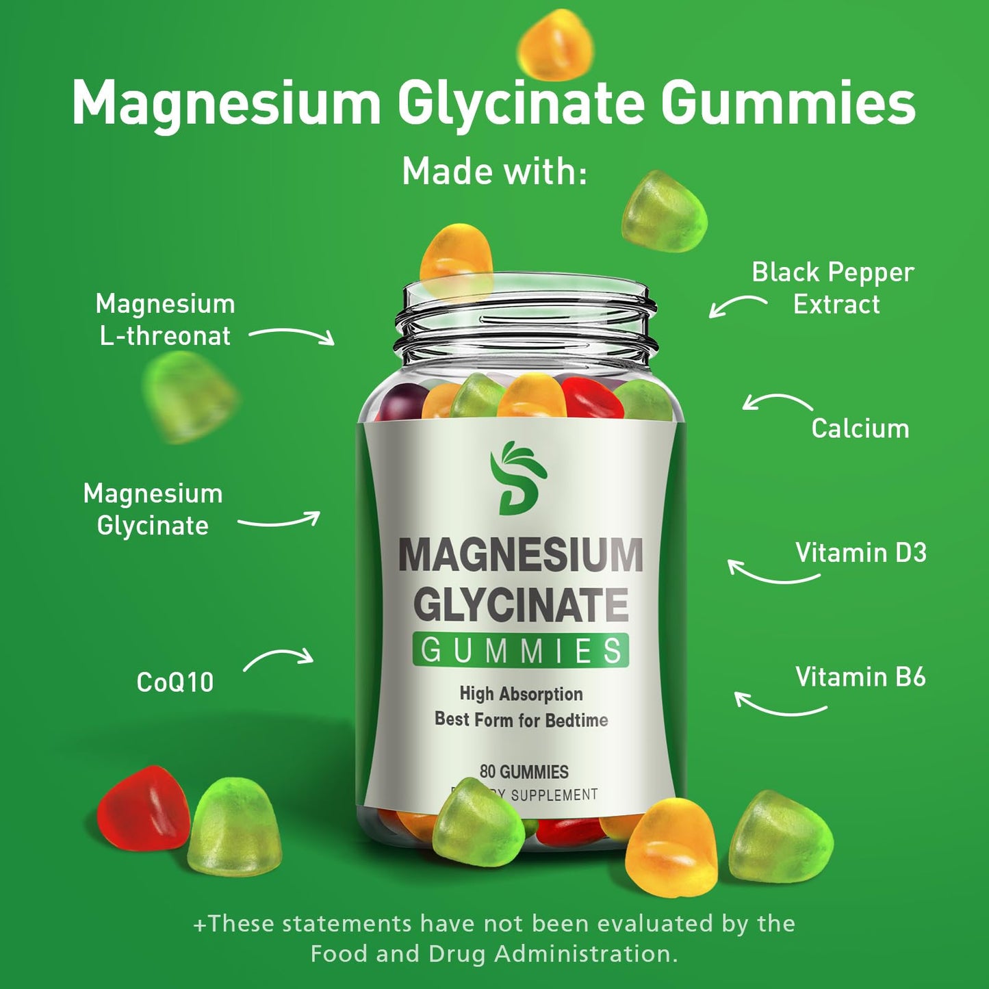 DUCRKACS Magnesium Glycinate Gummies, 160 Gummies