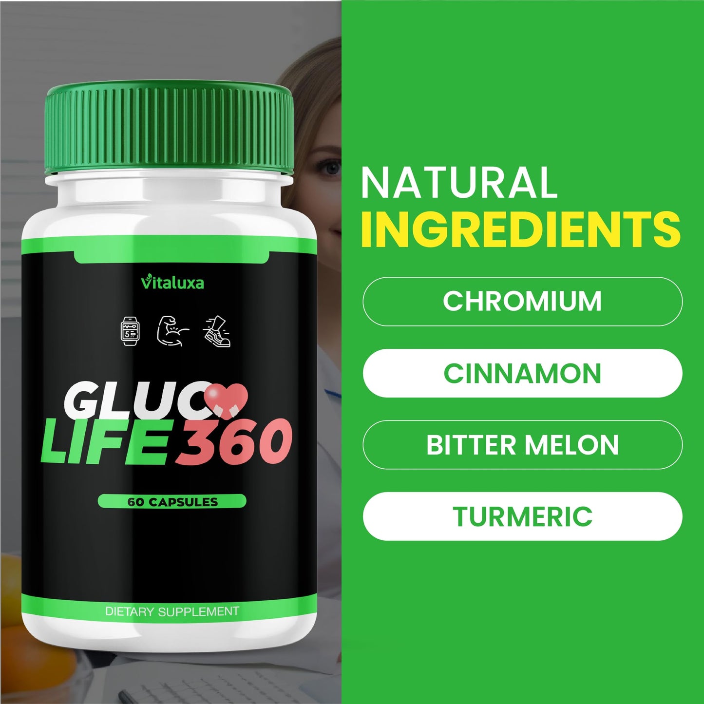 Vitaluxa Gluco Life 360 Capsules, 60 Count