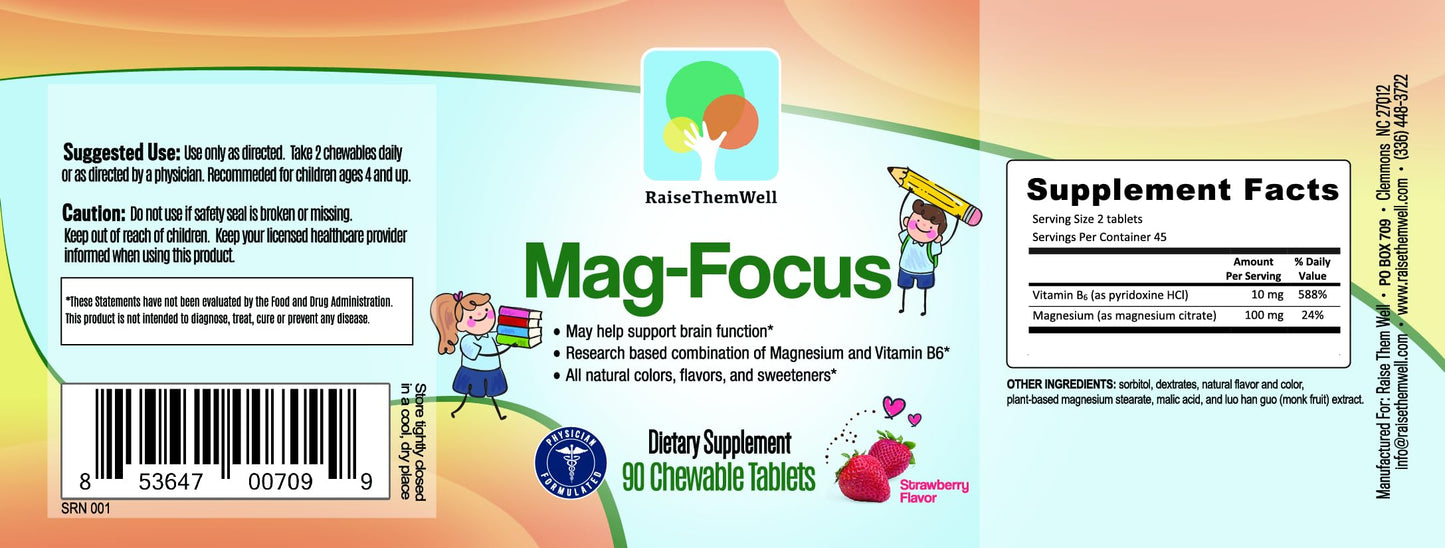 Raise Them Well Magnesium Focus Supplement for Kids Capsule 90 Count